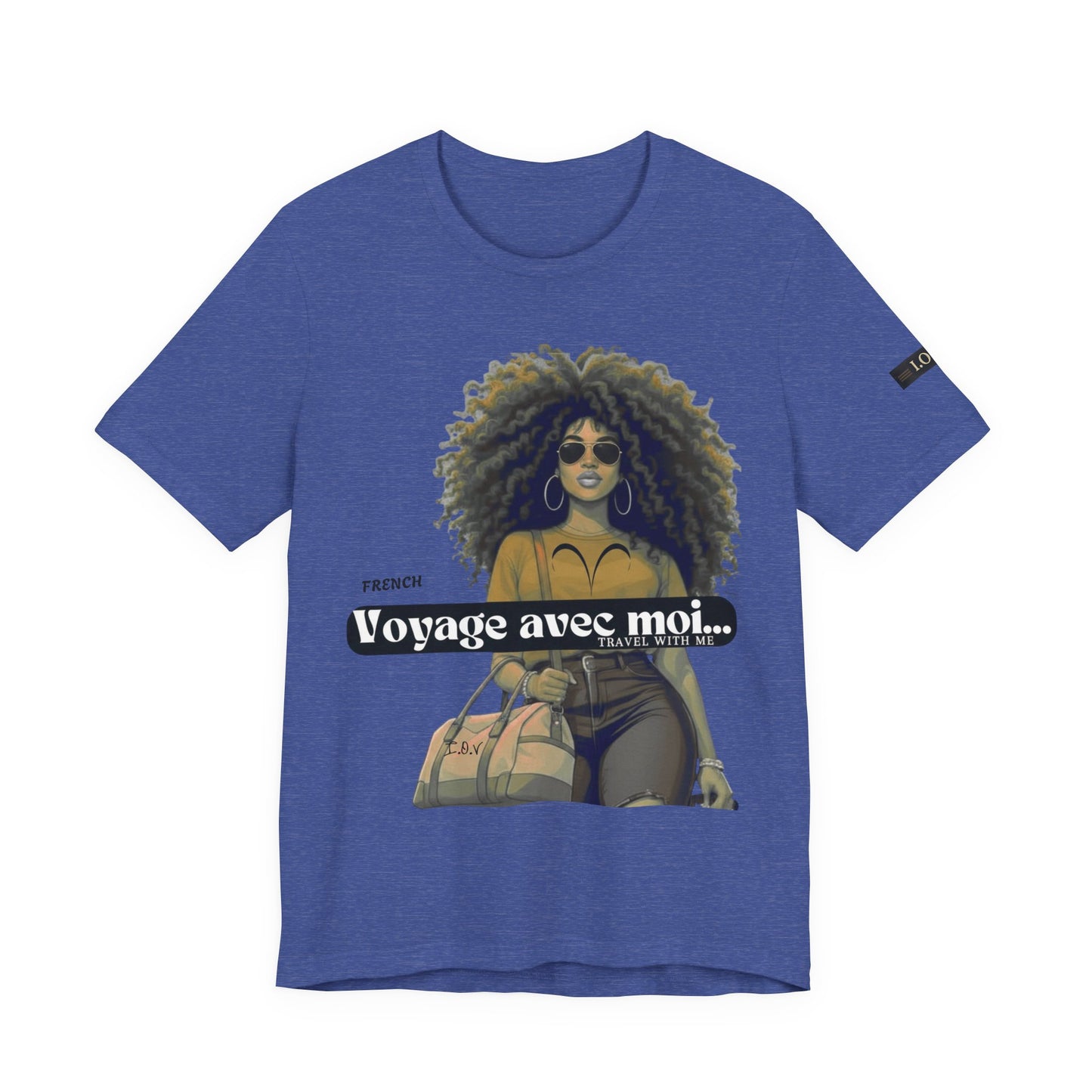 I.O.V-(Aries) Voyage Avec Moi Afro Travel Girl Graphic Tee
