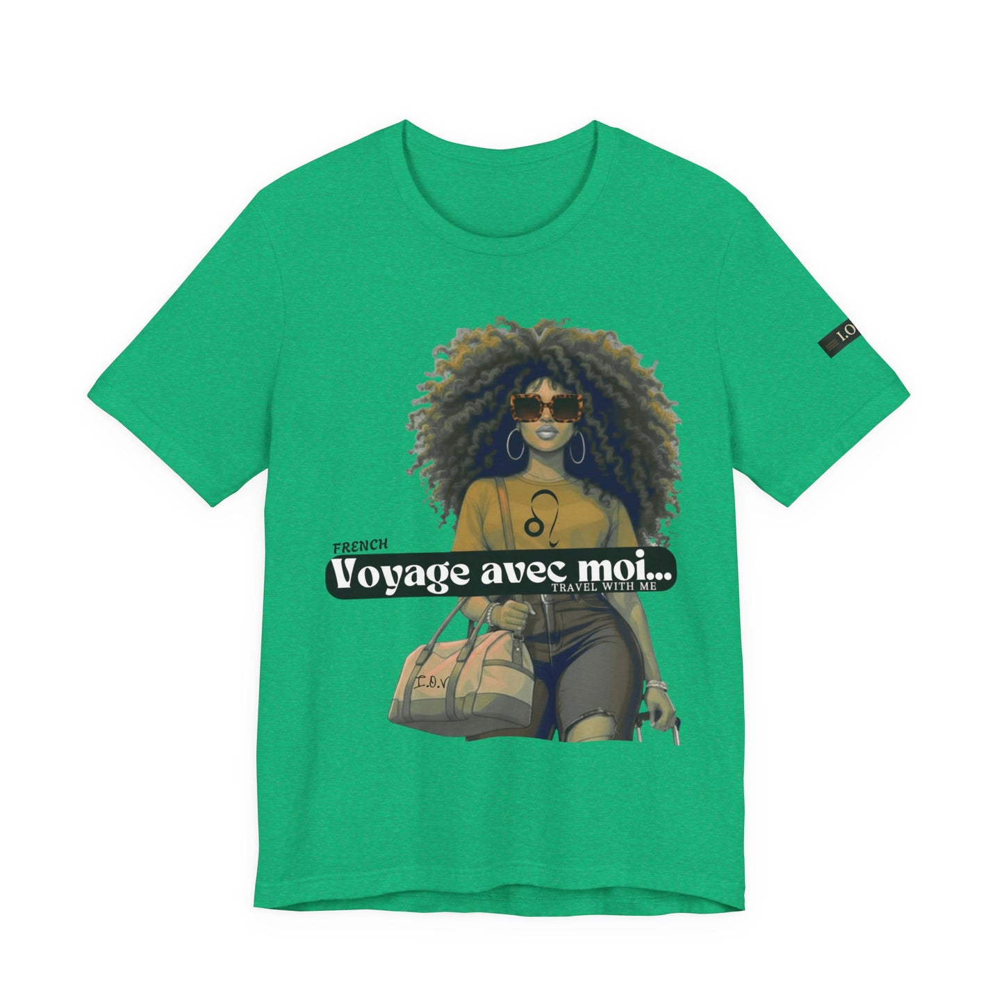 I.O.V-(Leo) Voyage Avec Moi Afro Travel Girl Graphic Tee