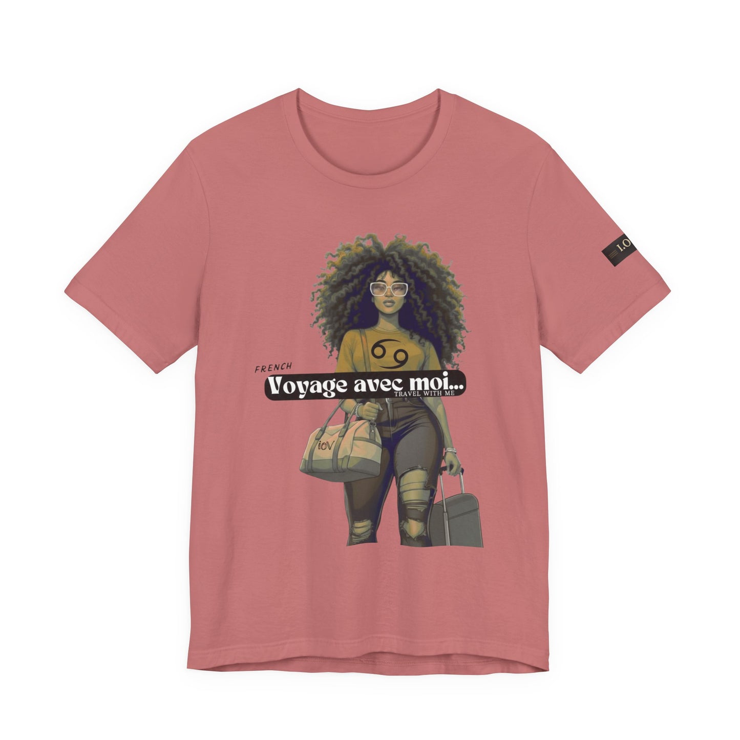 I.O.V-(Cancer) Voyage Avec Moi Afro Travel Girl Graphic Tee