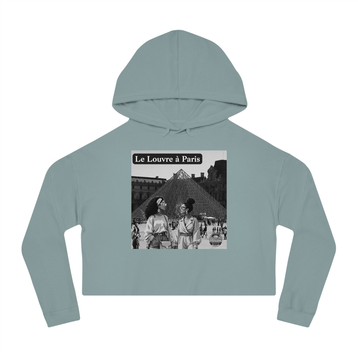 I.O.V (CDG) Le Louvre à Paris Vintage Photo Graphic Cropped Hoodie