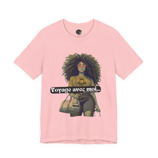 I.O.V-(Libra) Voyage Avec Moi Afro Travel Girl Graphic Tee