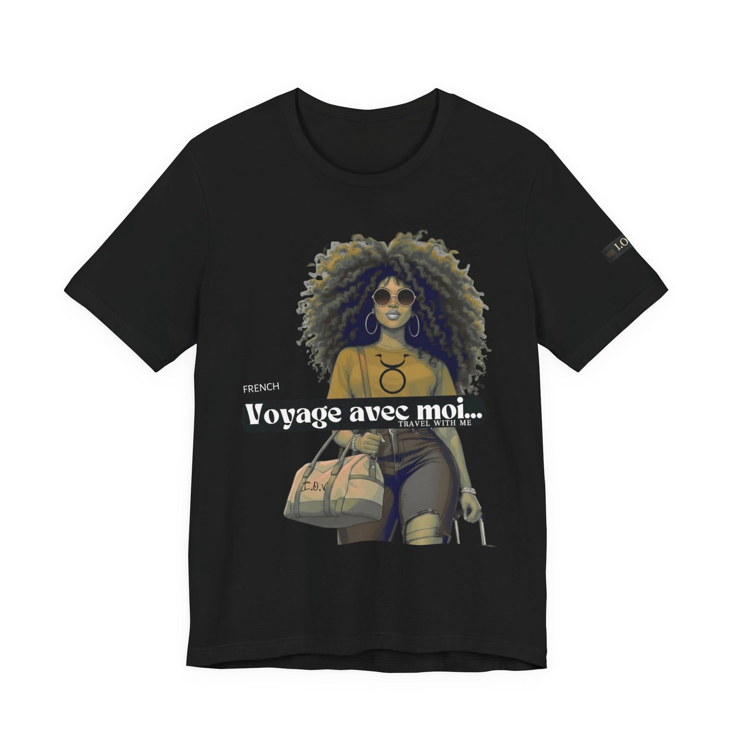 I.O.V-(Taurus) Voyage Avec Moi Afro Travel Girl Graphic Tee
