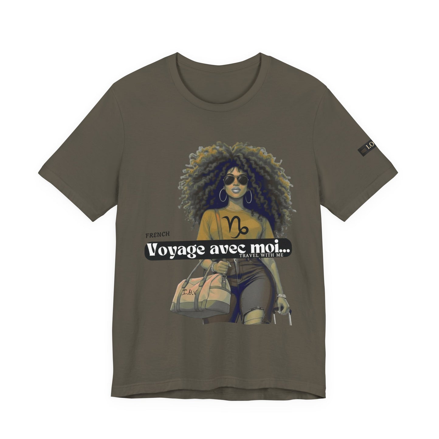 I.O.V-(Capricorn) Voyage Avec Moi Afro Travel Girl Graphic Tee
