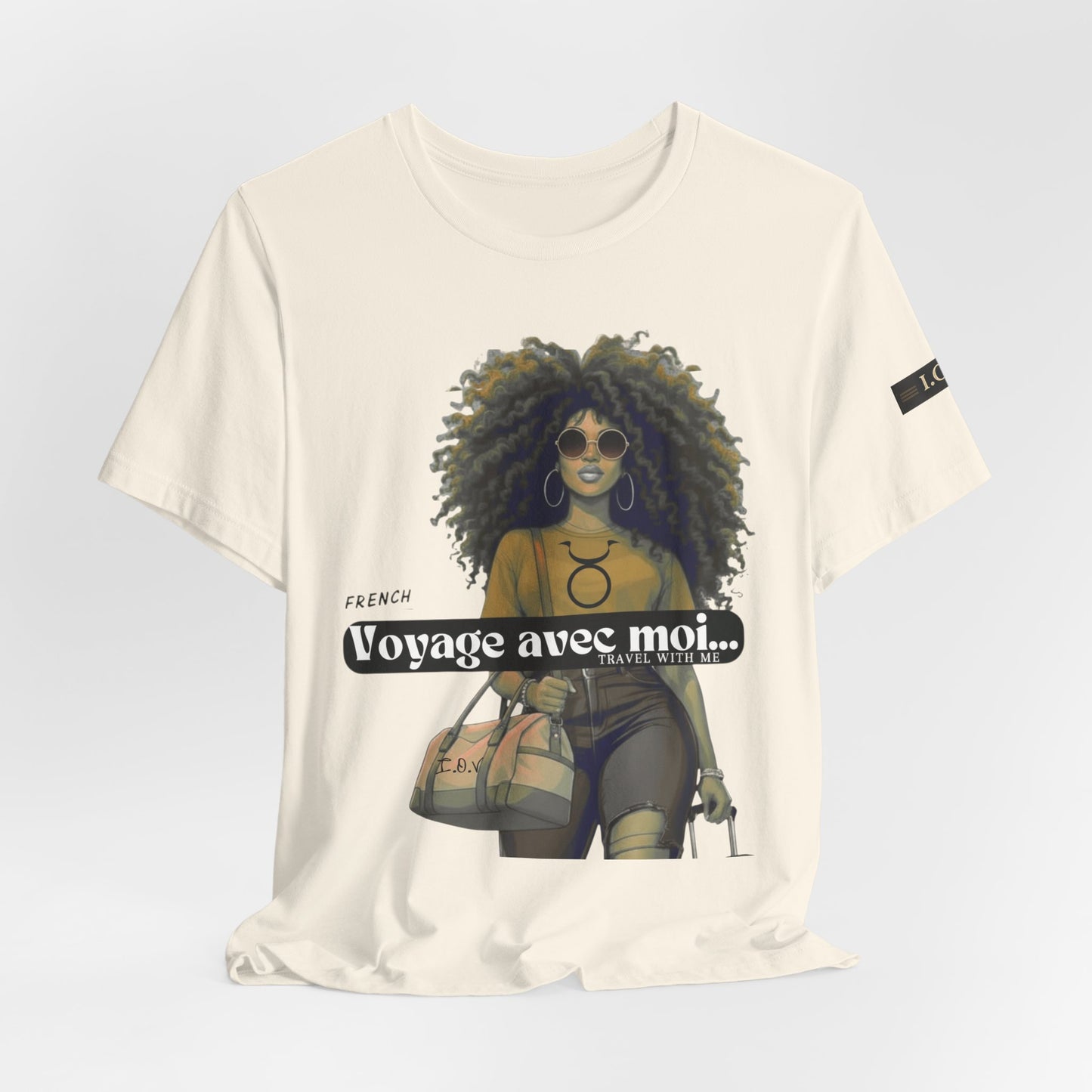 I.O.V-(Taurus) Voyage Avec Moi Afro Travel Girl Graphic Tee