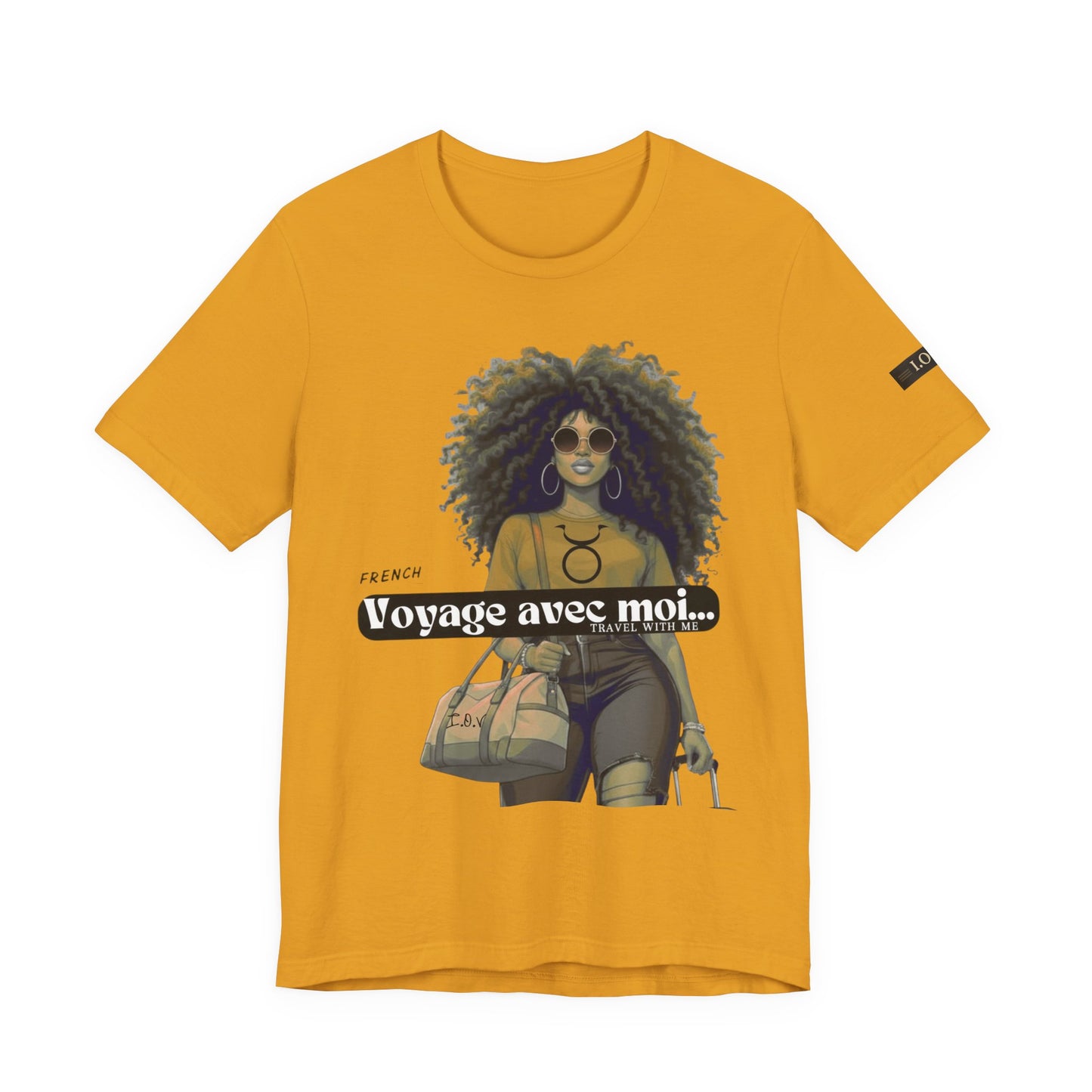 I.O.V-(Taurus) Voyage Avec Moi Afro Travel Girl Graphic Tee