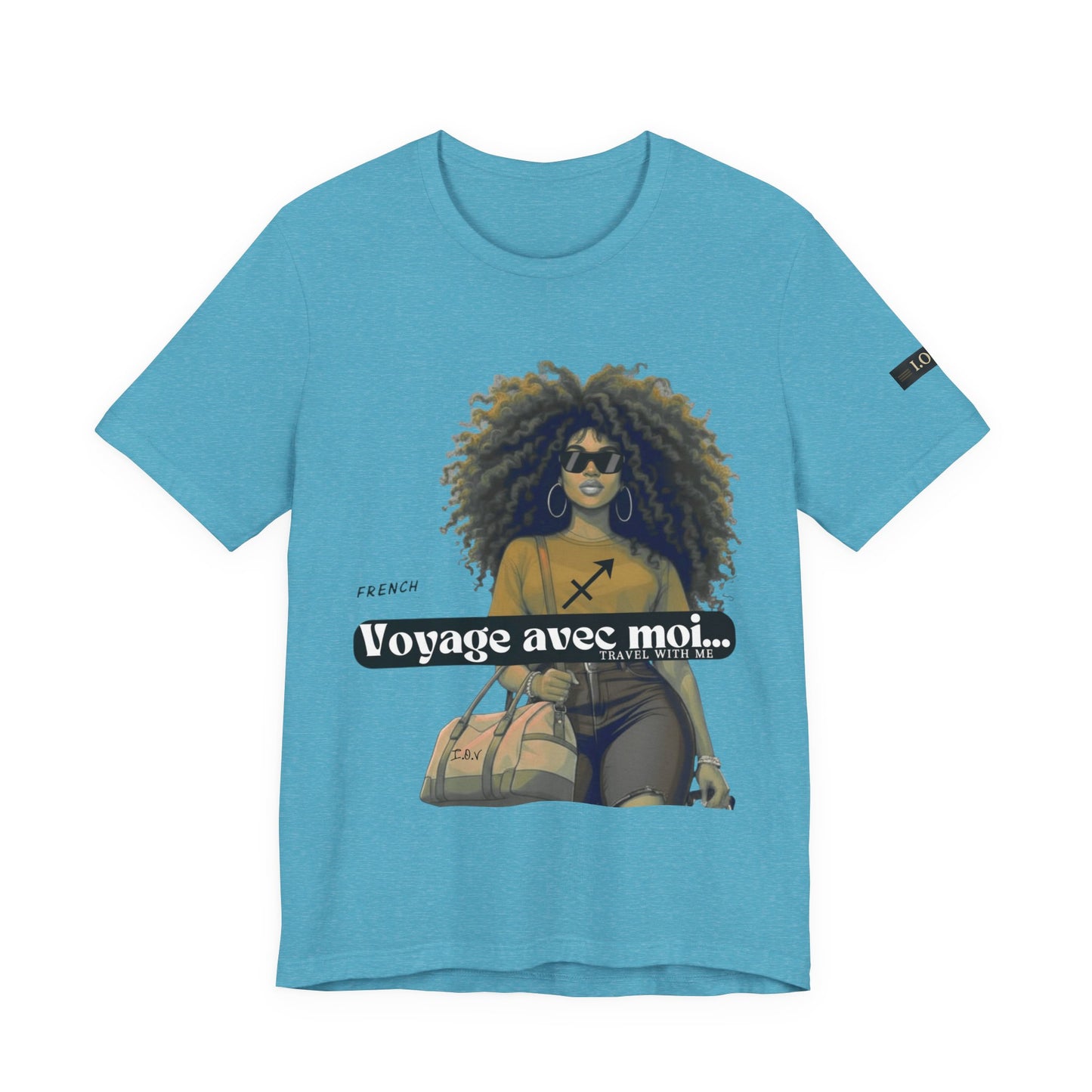 I.O.V-(Sagittarius) Voyage Avec Moi Afro Travel Girl Graphic Tee