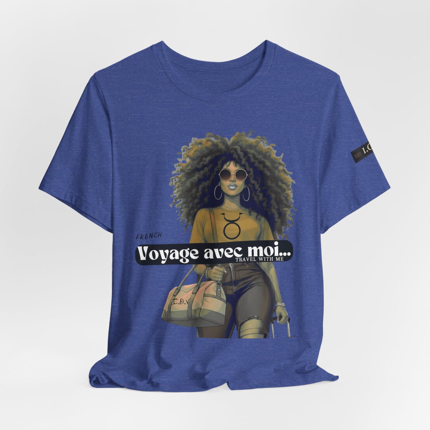 I.O.V-(Taurus) Voyage Avec Moi Afro Travel Girl Graphic Tee