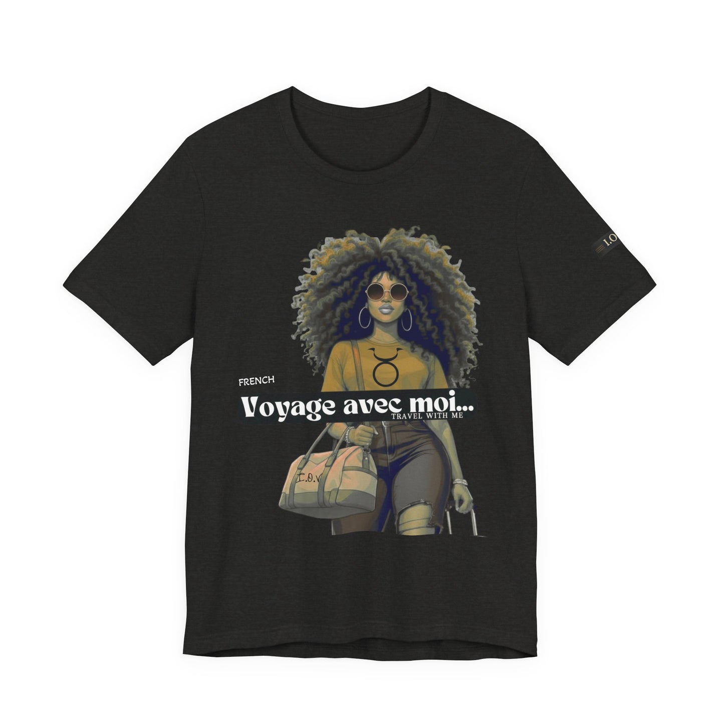 I.O.V-(Taurus) Voyage Avec Moi Afro Travel Girl Graphic Tee