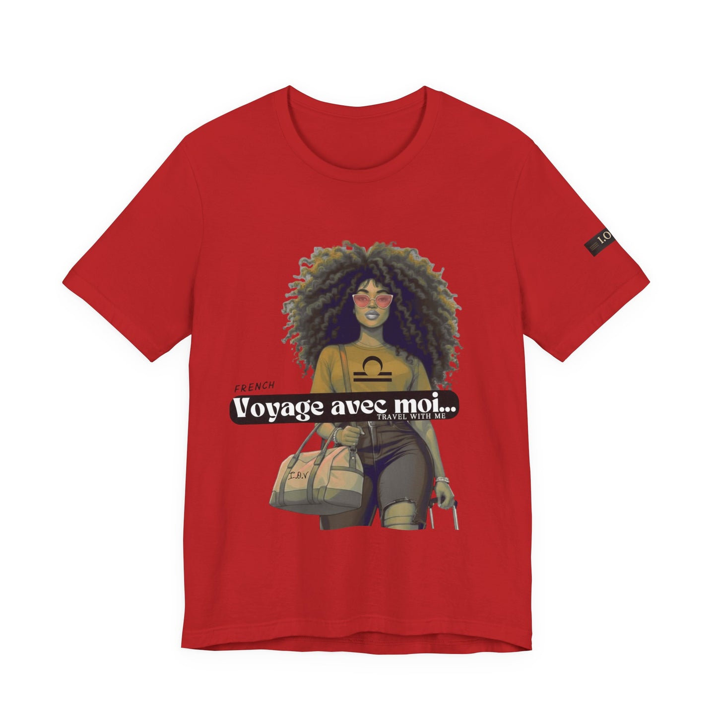 I.O.V-(Libra) Voyage Avec Moi Afro Travel Girl Graphic Tee
