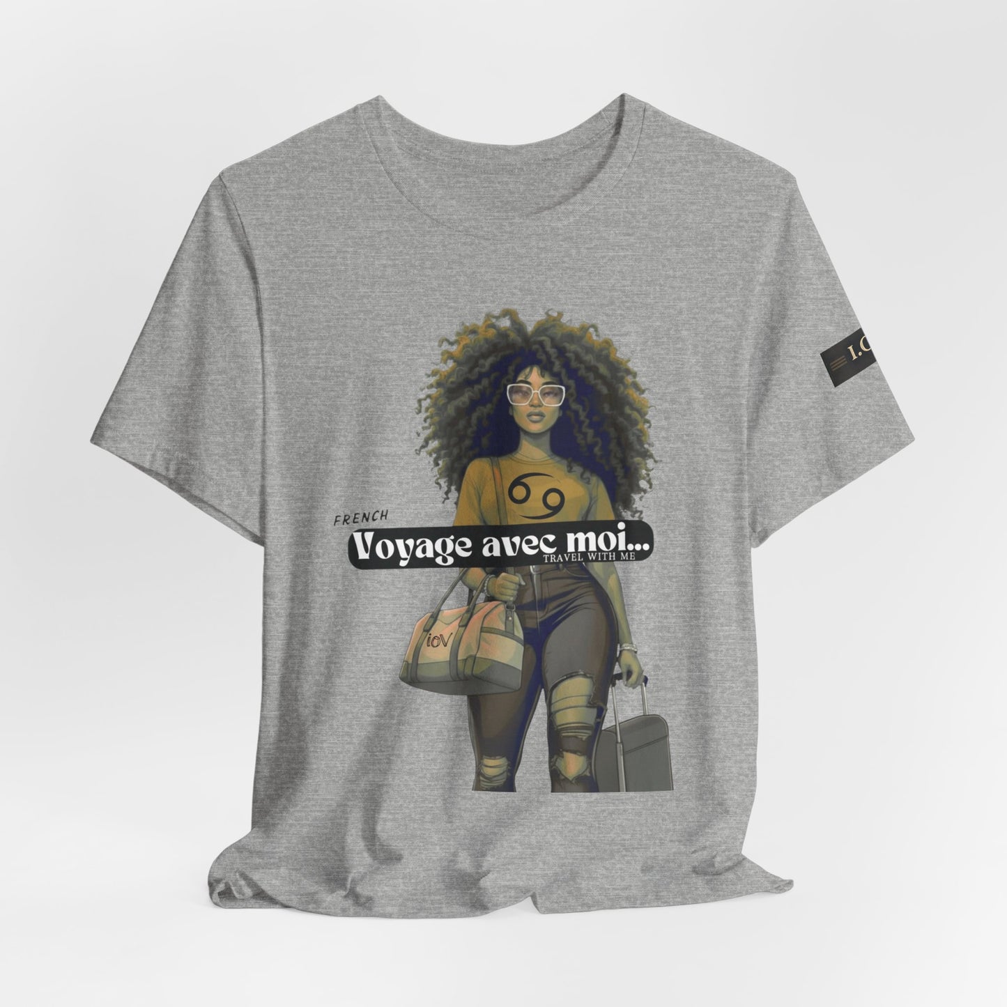 I.O.V-(Cancer) Voyage Avec Moi Afro Travel Girl Graphic Tee