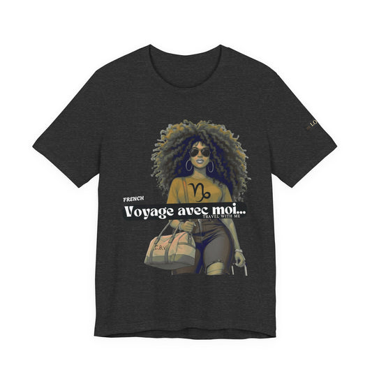 I.O.V-(Capricorn) Voyage Avec Moi Afro Travel Girl Graphic Tee