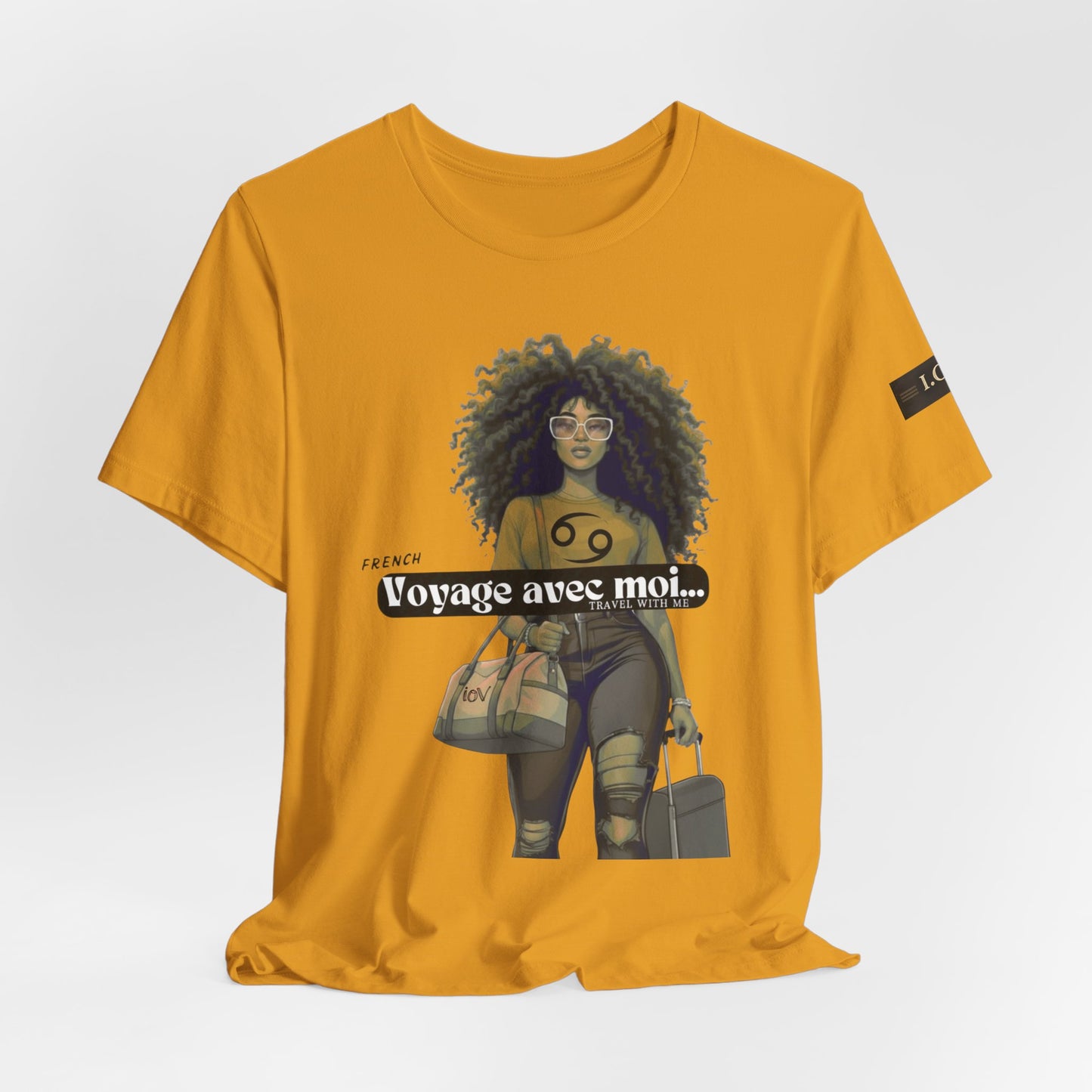 I.O.V-(Cancer) Voyage Avec Moi Afro Travel Girl Graphic Tee