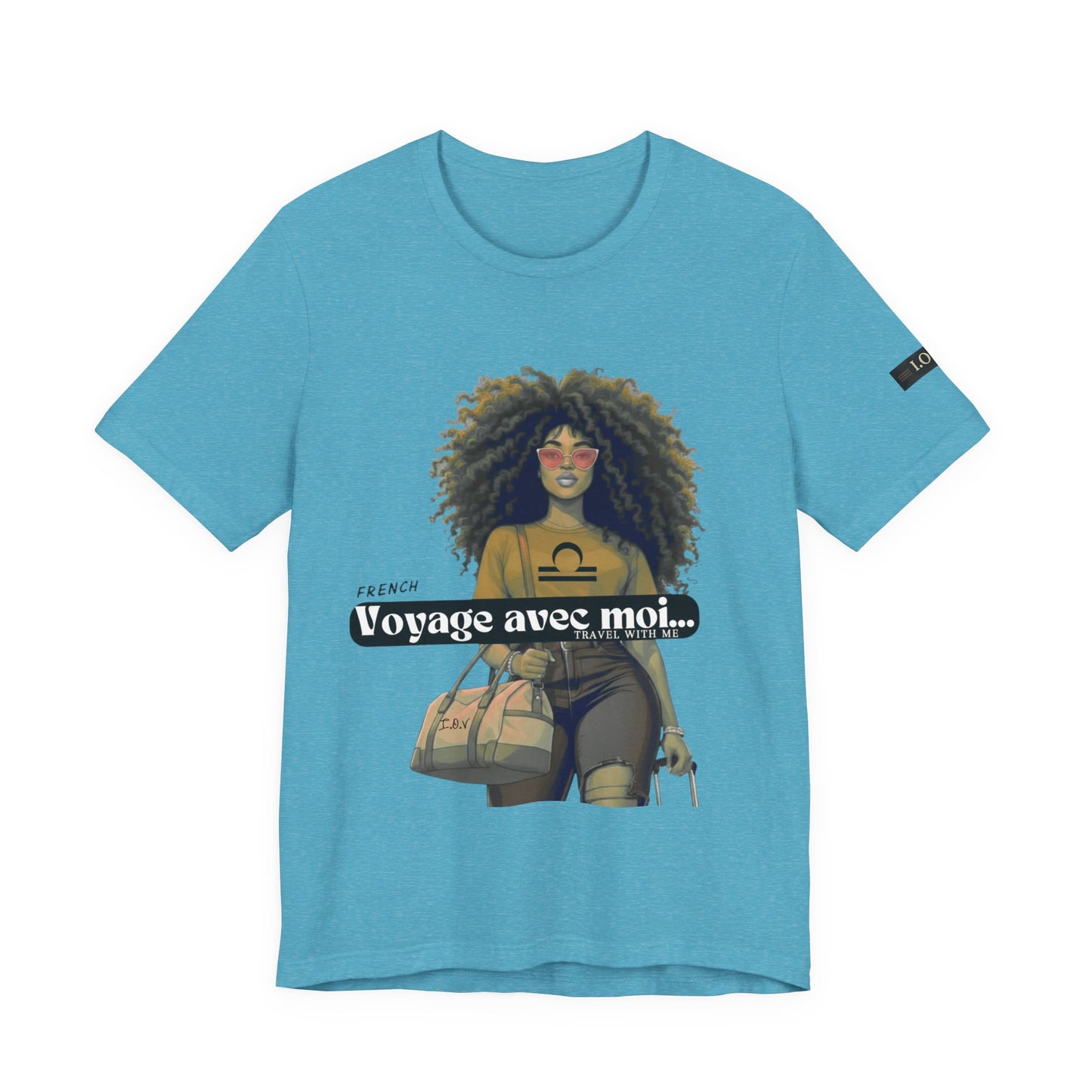 I.O.V-(Libra) Voyage Avec Moi Afro Travel Girl Graphic Tee