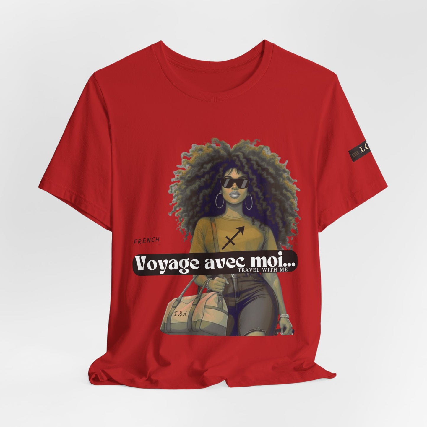 I.O.V-(Sagittarius) Voyage Avec Moi Afro Travel Girl Graphic Tee
