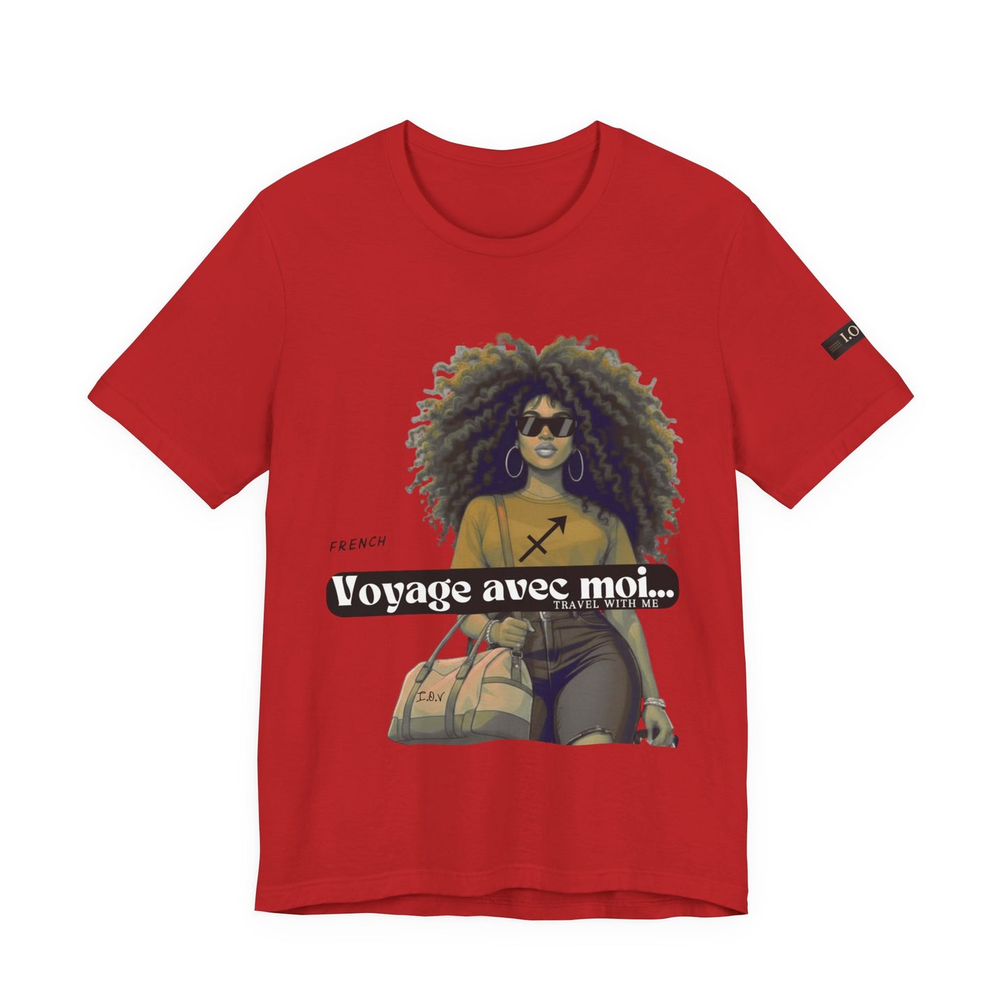 I.O.V-(Sagittarius) Voyage Avec Moi Afro Travel Girl Graphic Tee