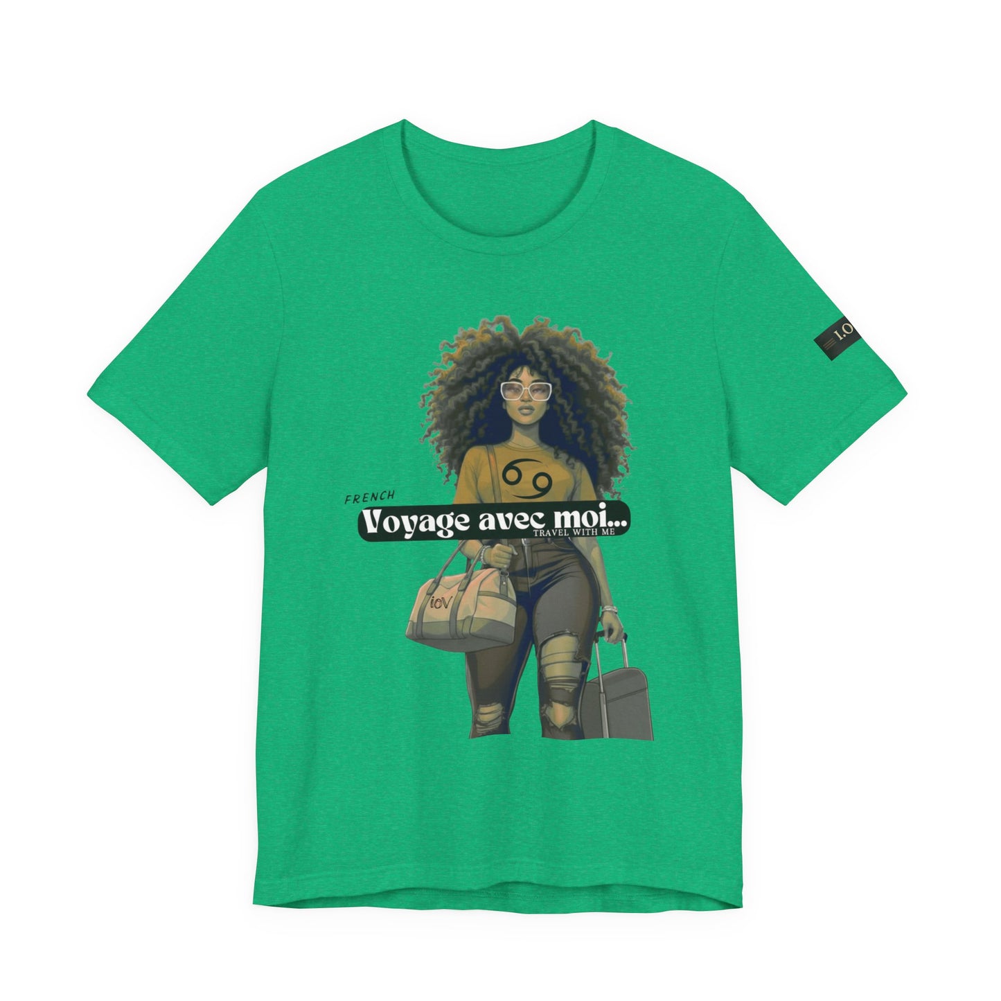 I.O.V-(Cancer) Voyage Avec Moi Afro Travel Girl Graphic Tee
