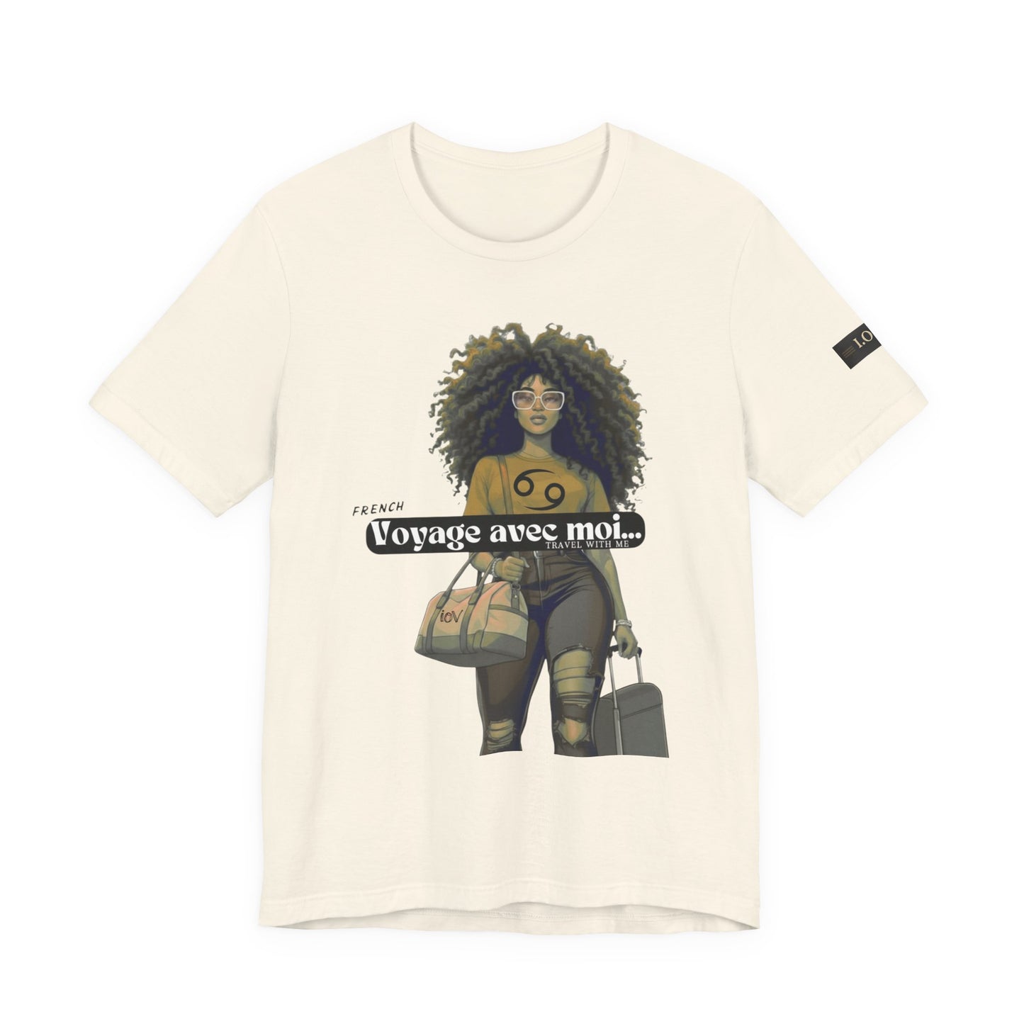 I.O.V-(Cancer) Voyage Avec Moi Afro Travel Girl Graphic Tee