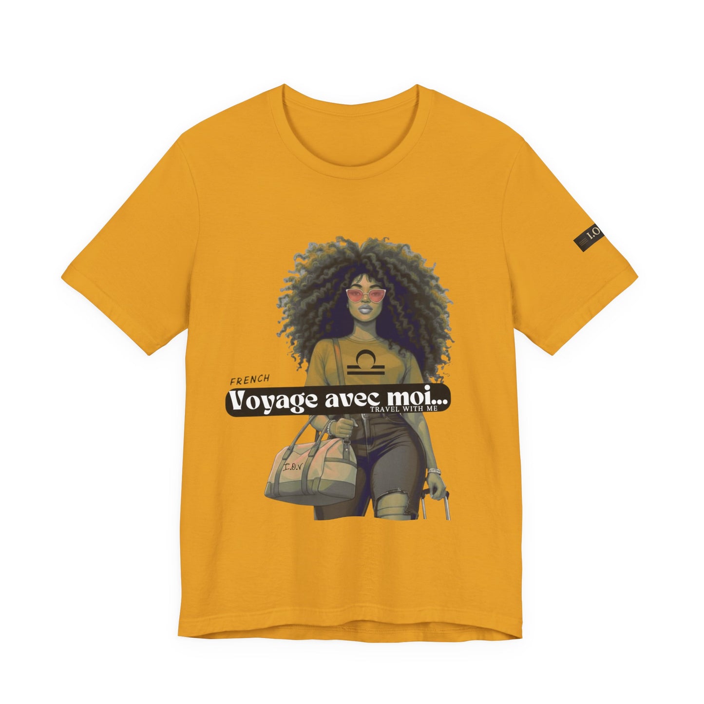 I.O.V-(Libra) Voyage Avec Moi Afro Travel Girl Graphic Tee