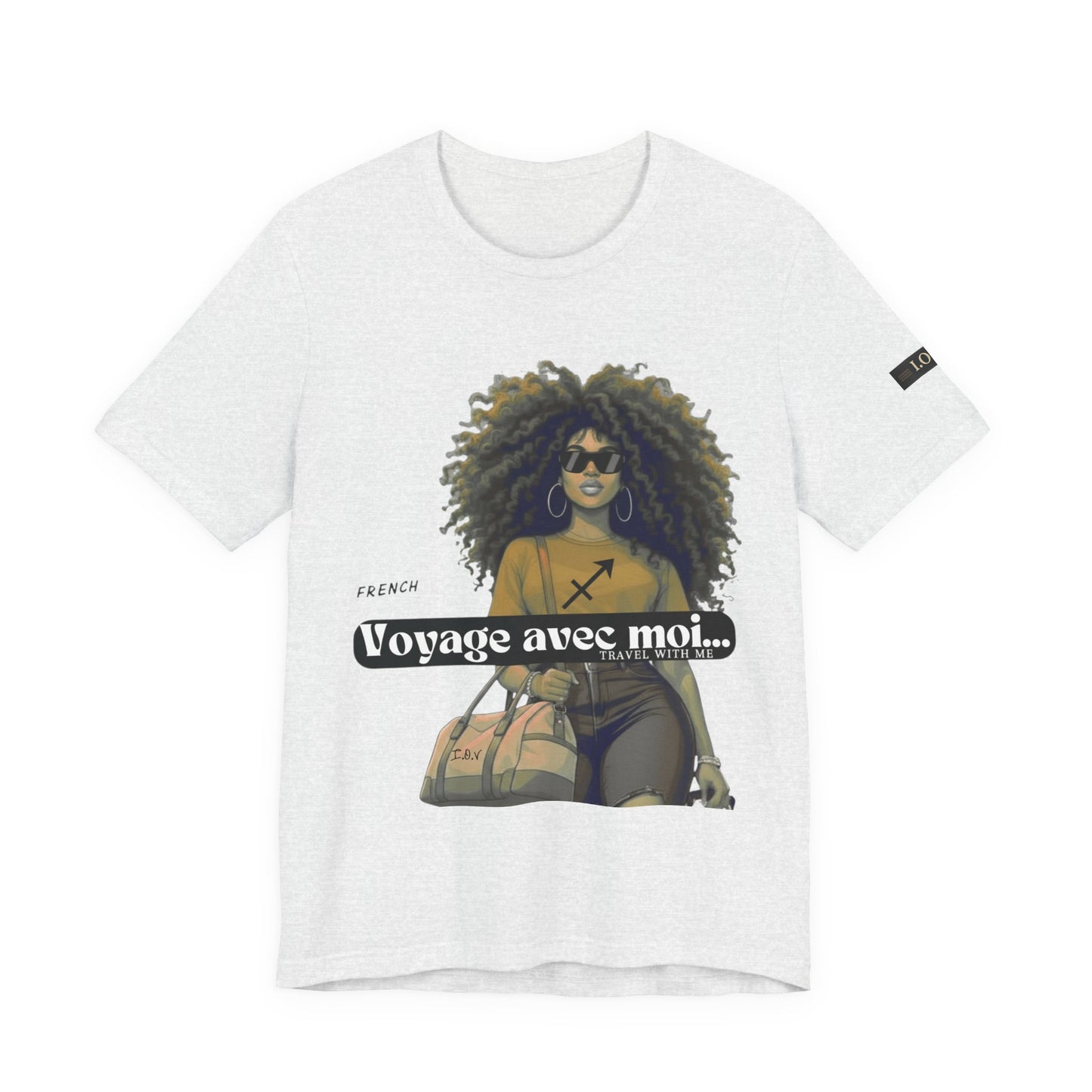 I.O.V-(Sagittarius) Voyage Avec Moi Afro Travel Girl Graphic Tee