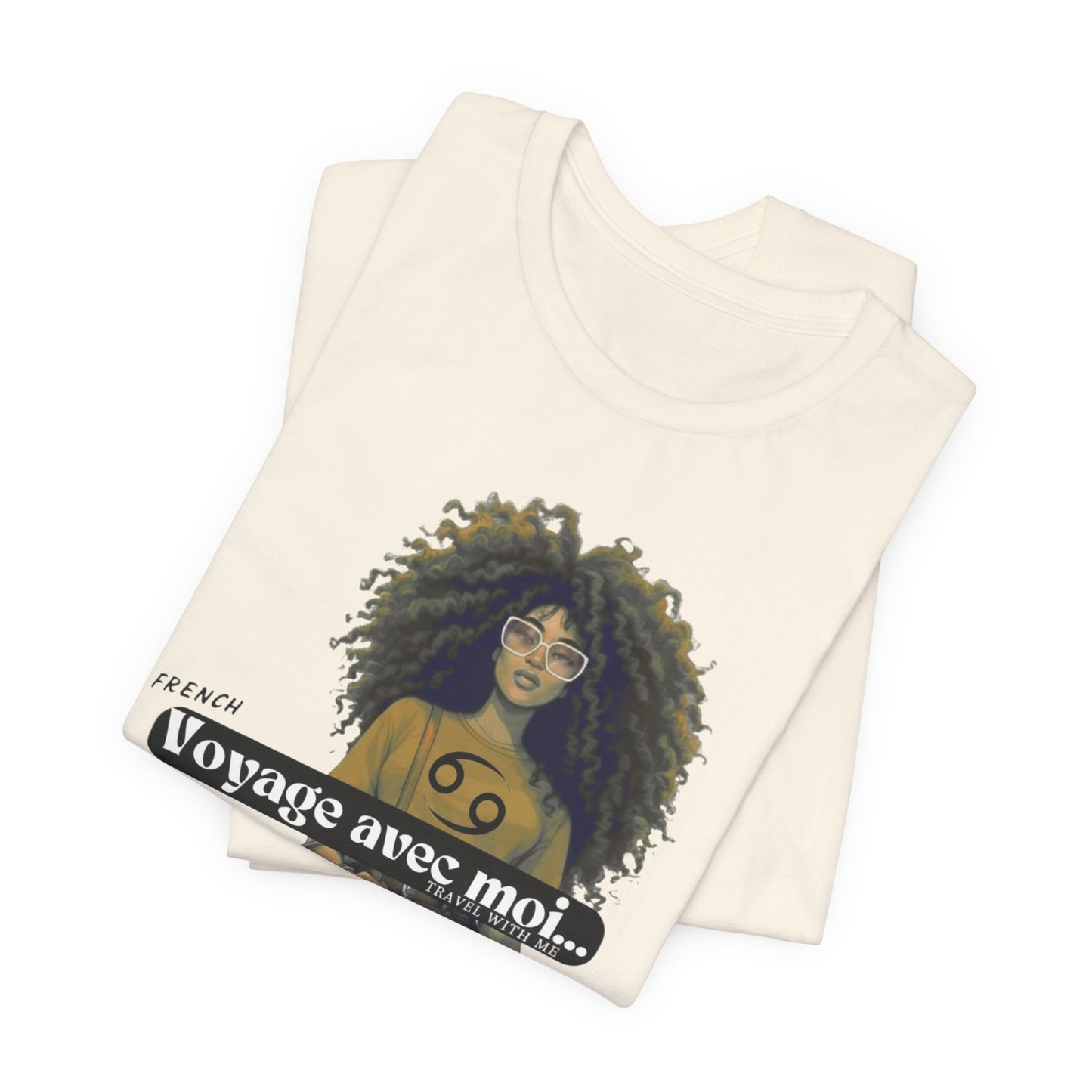 I.O.V-(Cancer) Voyage Avec Moi Afro Travel Girl Graphic Tee