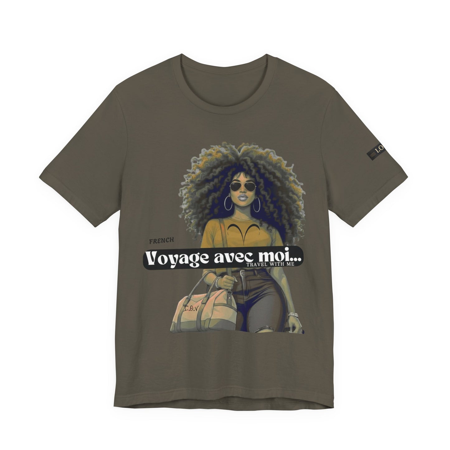 I.O.V-(Aries) Voyage Avec Moi Afro Travel Girl Graphic Tee
