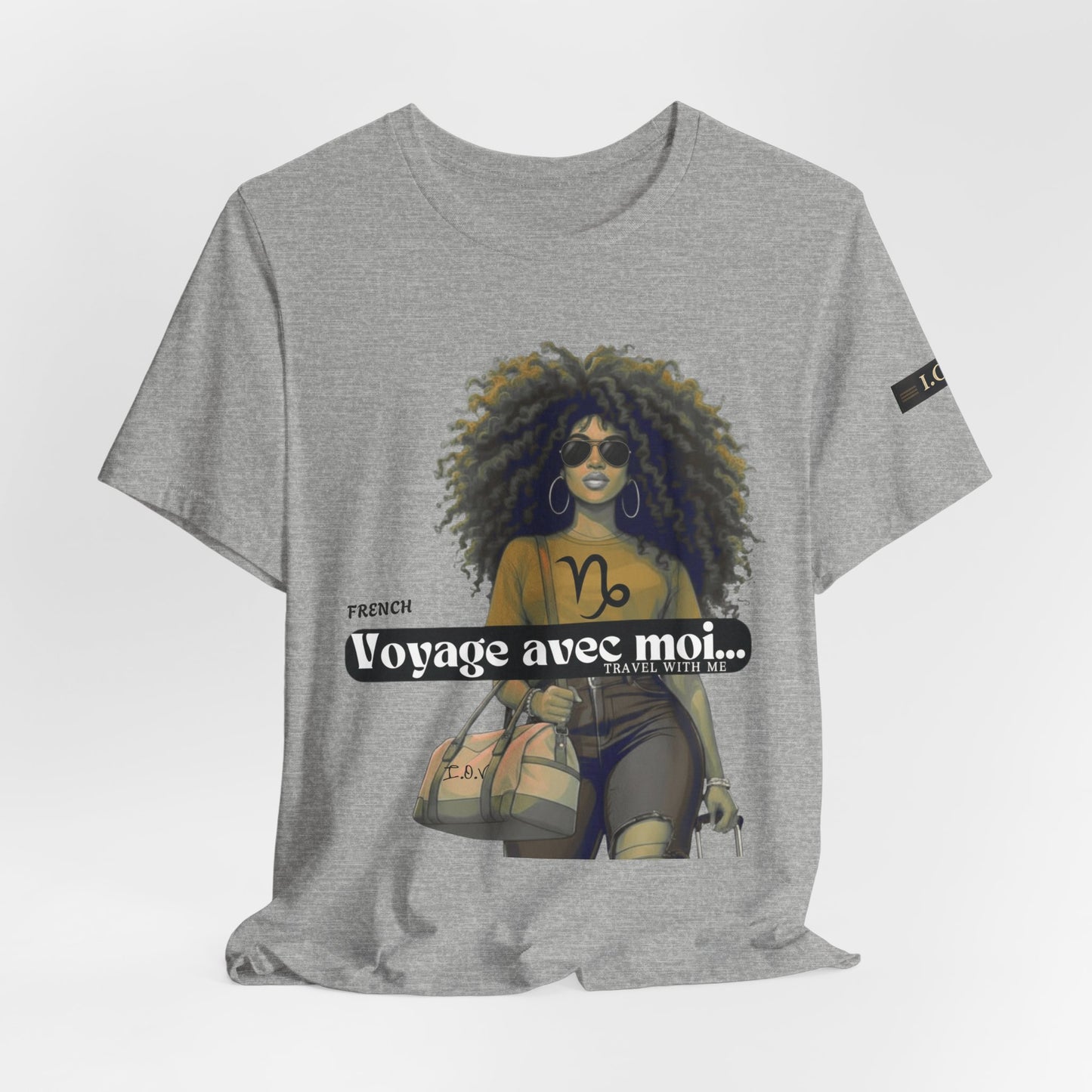 I.O.V-(Capricorn) Voyage Avec Moi Afro Travel Girl Graphic Tee