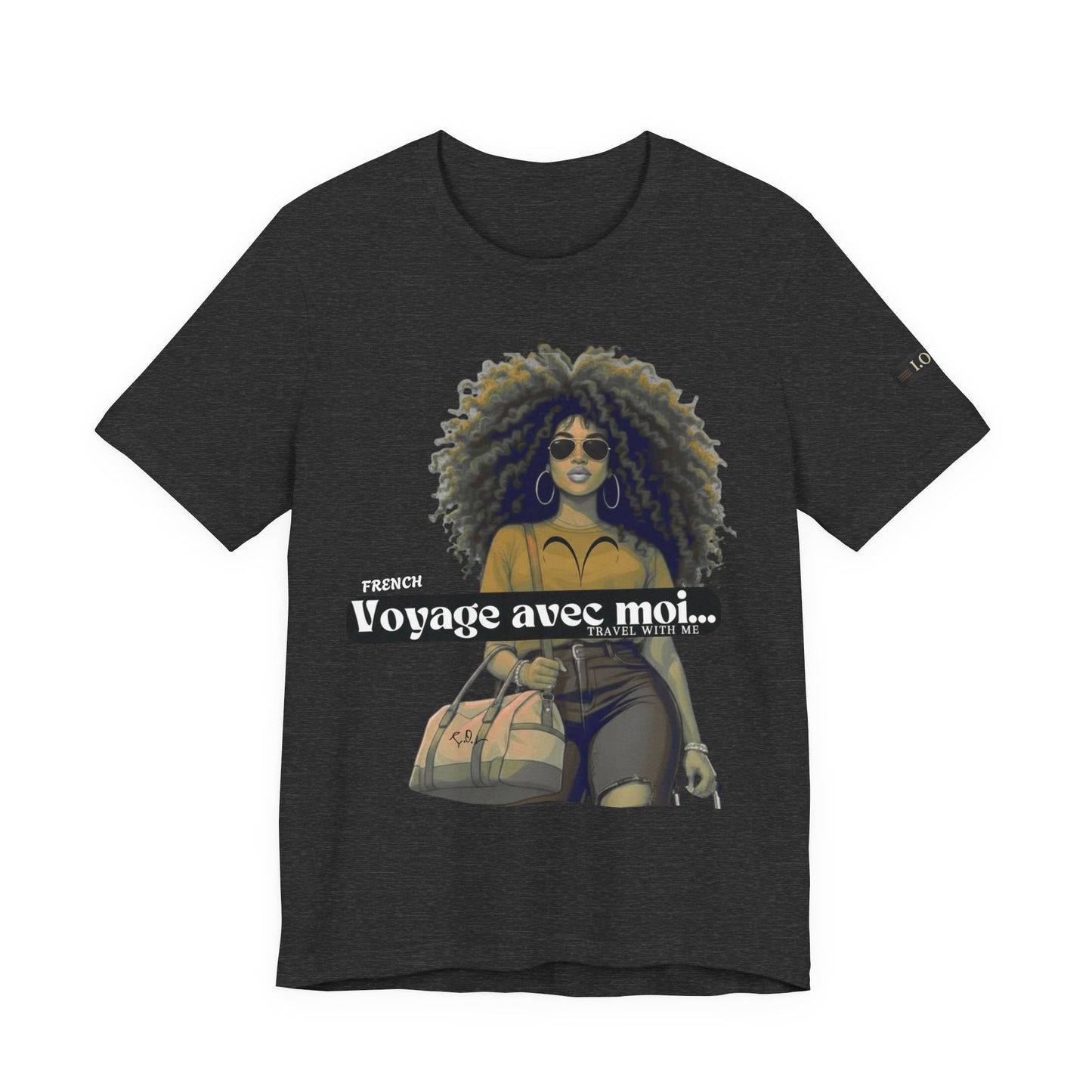 I.O.V-(Aries) Voyage Avec Moi Afro Travel Girl Graphic Tee