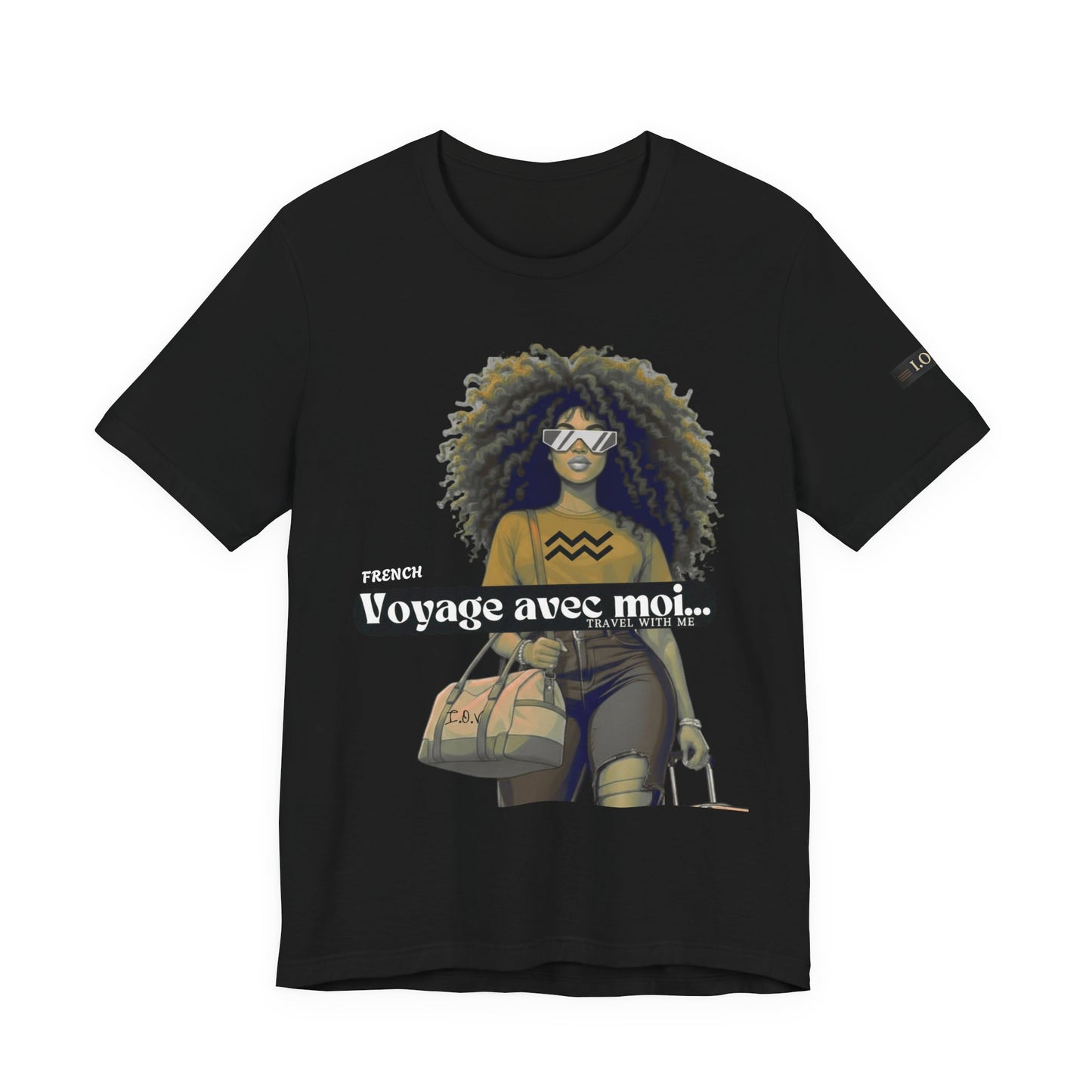 I.O.V-(Aquarius) Voyage Avec Moi Afro Travel Girl Graphic Tee