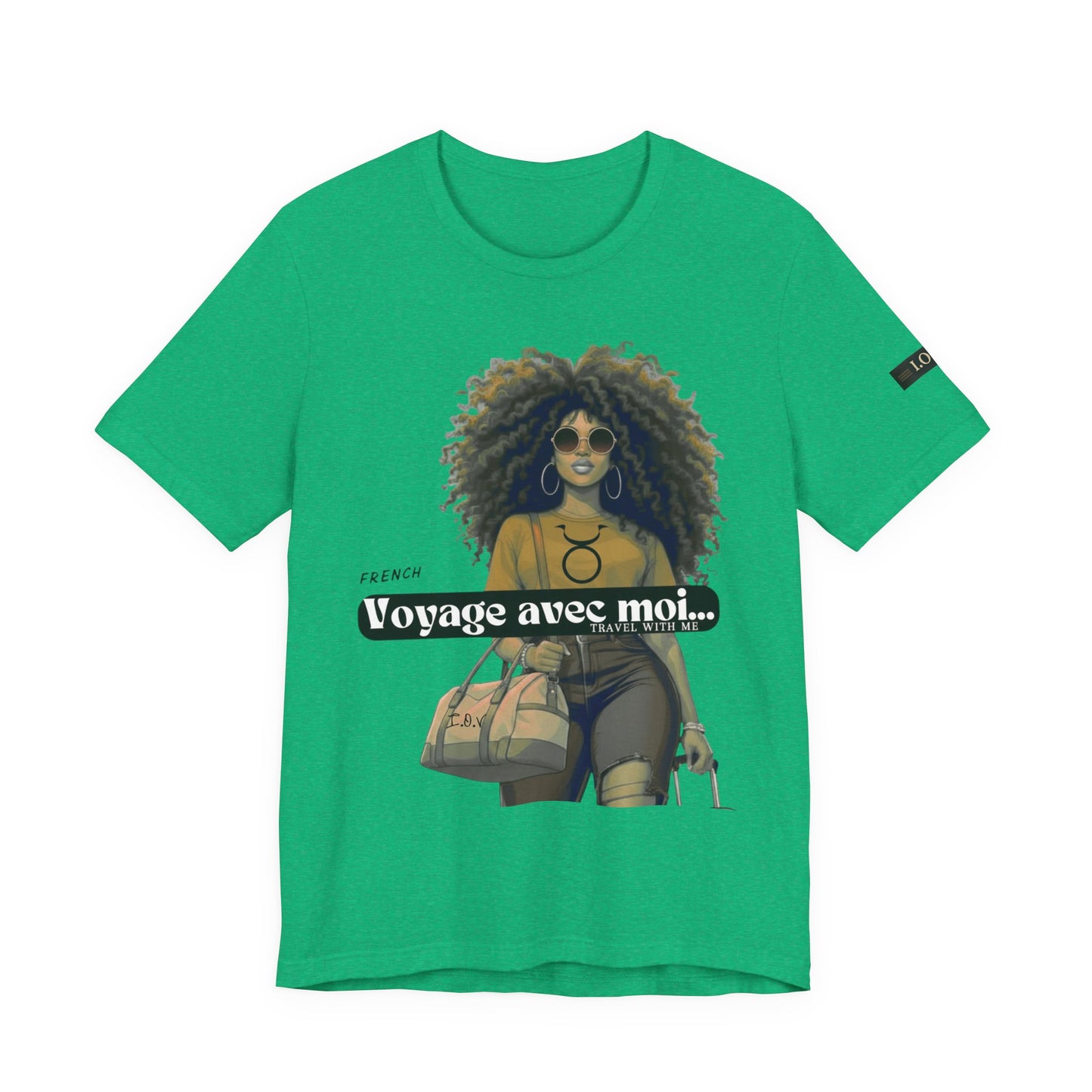 I.O.V-(Taurus) Voyage Avec Moi Afro Travel Girl Graphic Tee