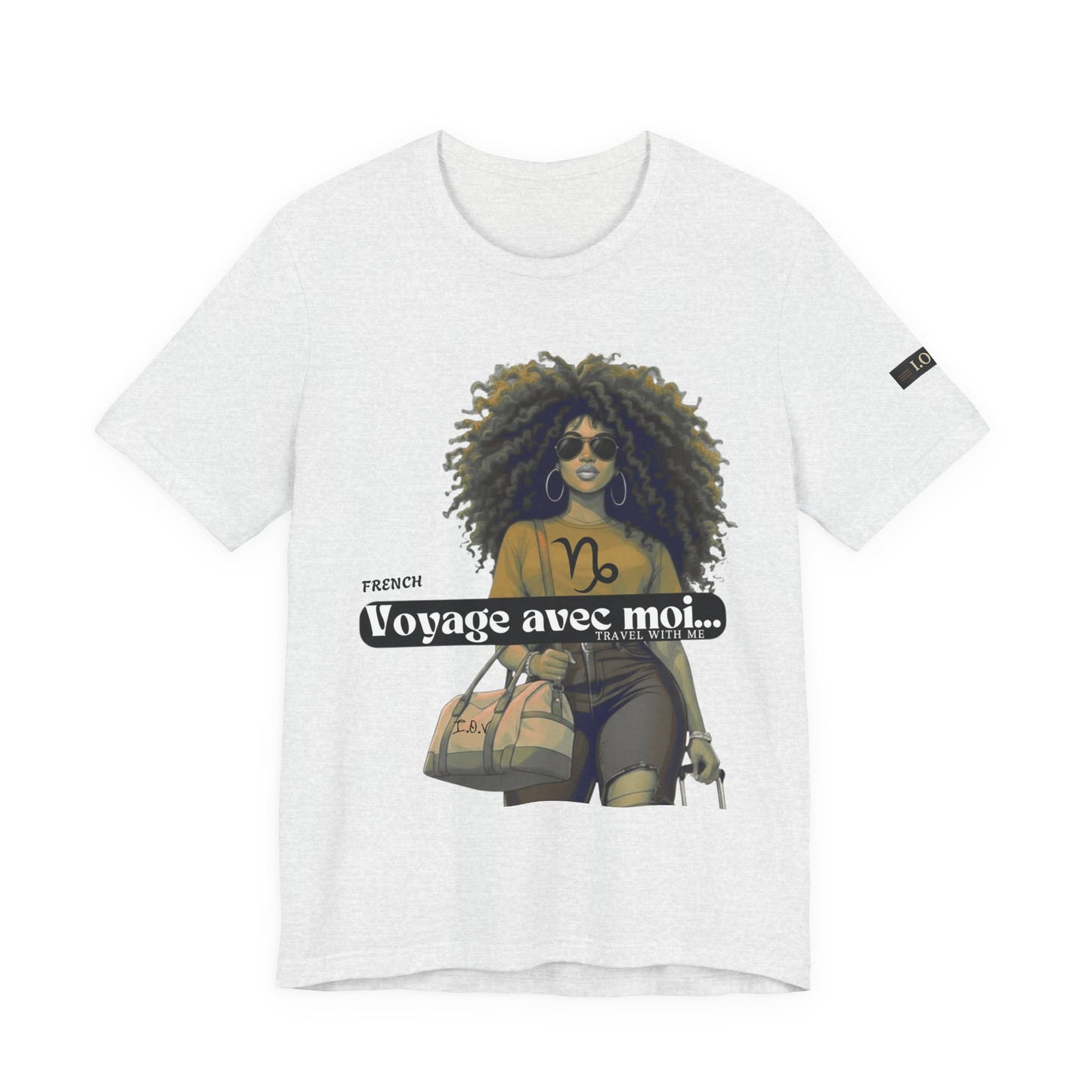I.O.V-(Capricorn) Voyage Avec Moi Afro Travel Girl Graphic Tee