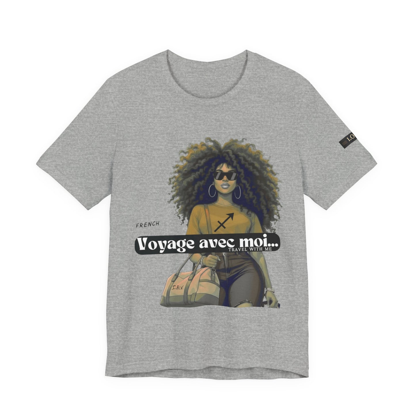 I.O.V-(Sagittarius) Voyage Avec Moi Afro Travel Girl Graphic Tee