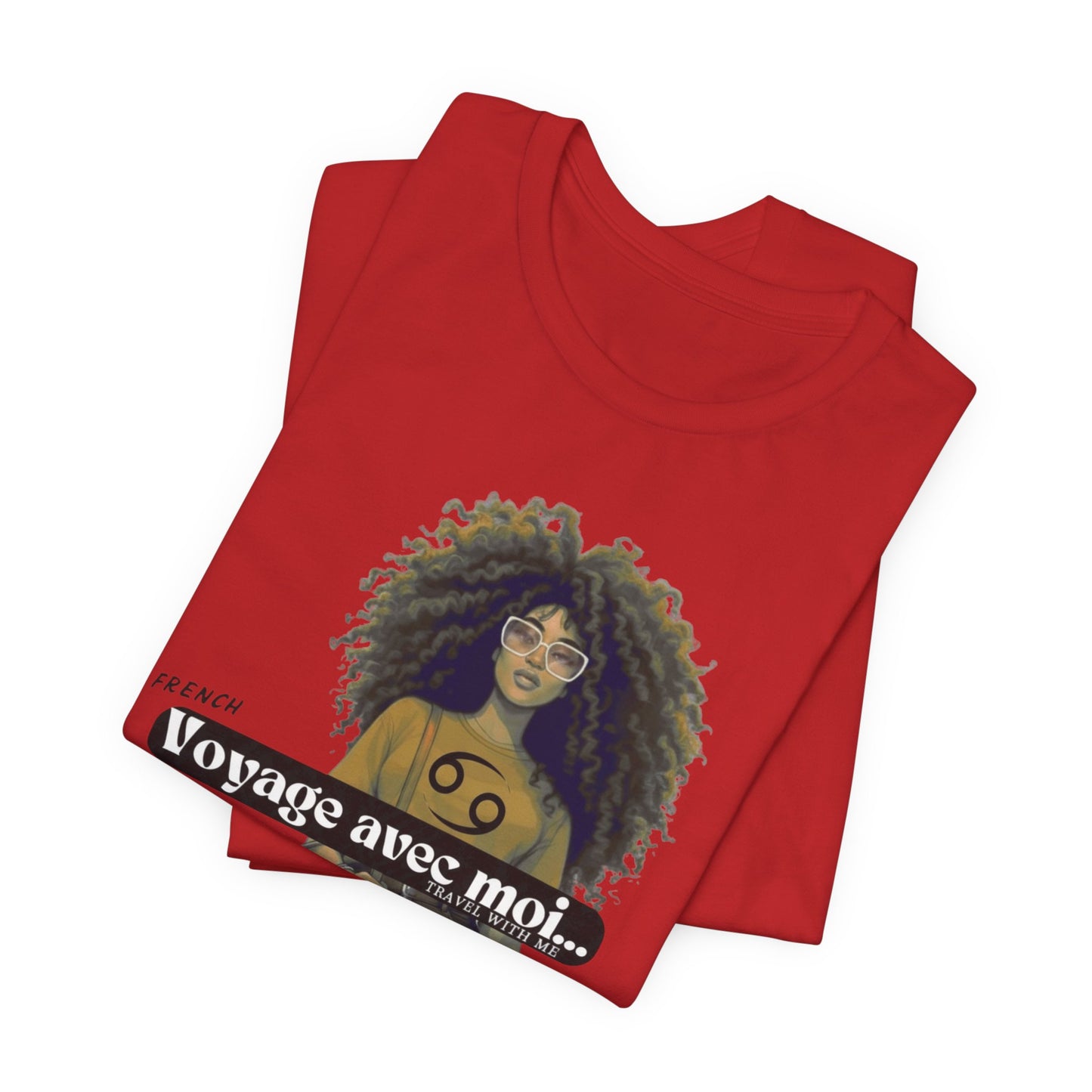 I.O.V-(Cancer) Voyage Avec Moi Afro Travel Girl Graphic Tee