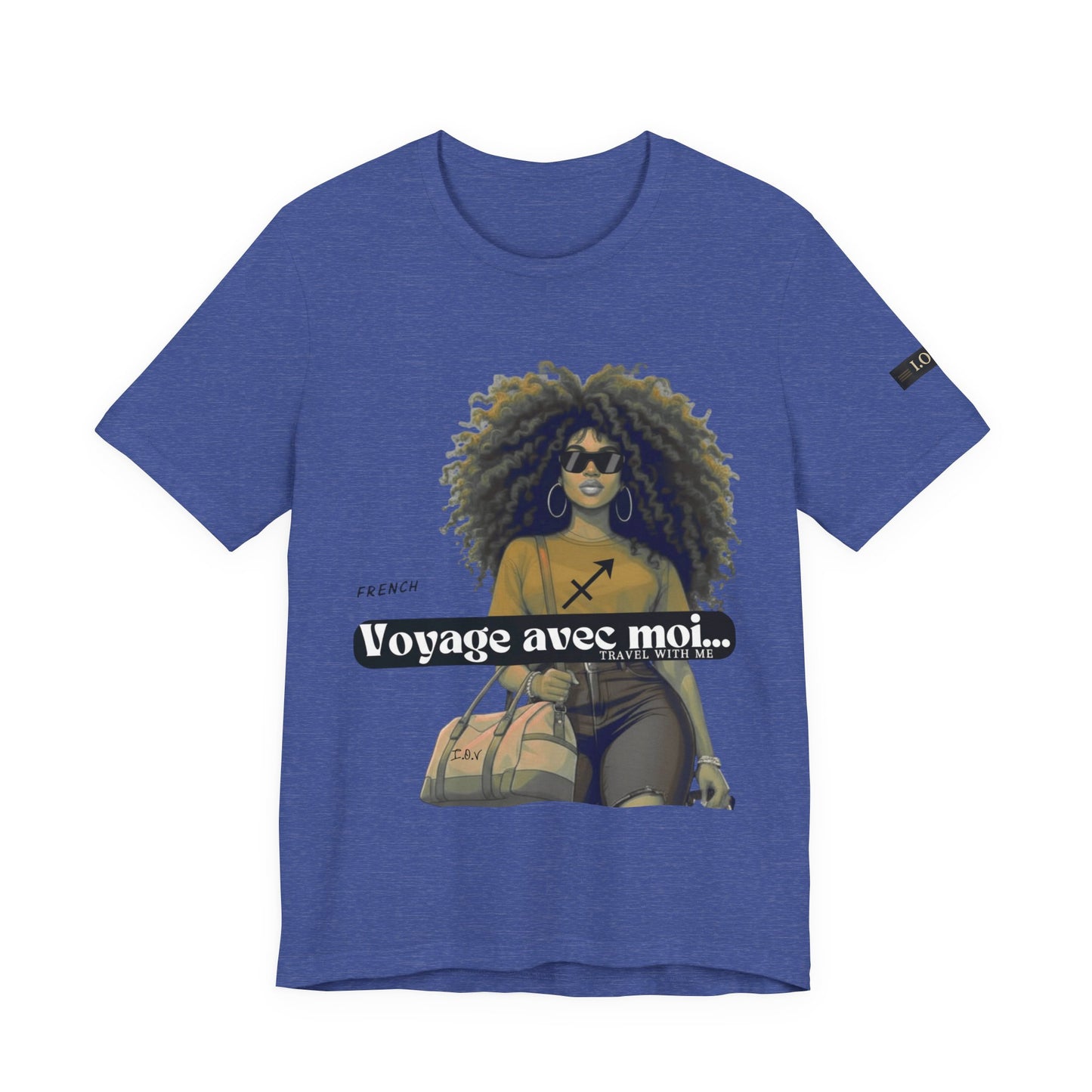 I.O.V-(Sagittarius) Voyage Avec Moi Afro Travel Girl Graphic Tee