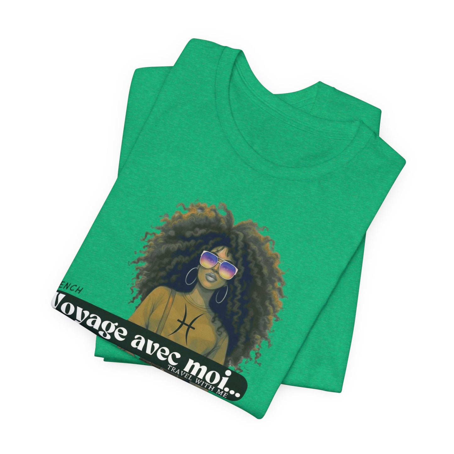 I.O.V-(Pisces) Voyage Avec Moi Afro Travel Girl Graphic Tee