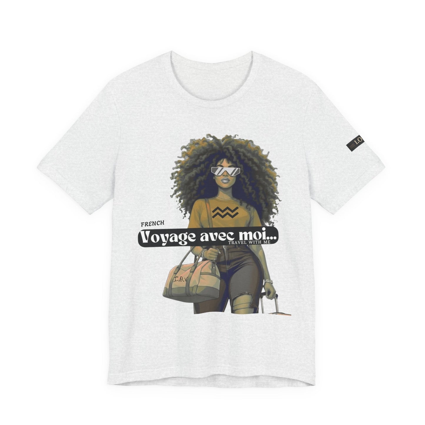 I.O.V-(Aquarius) Voyage Avec Moi Afro Travel Girl Graphic Tee