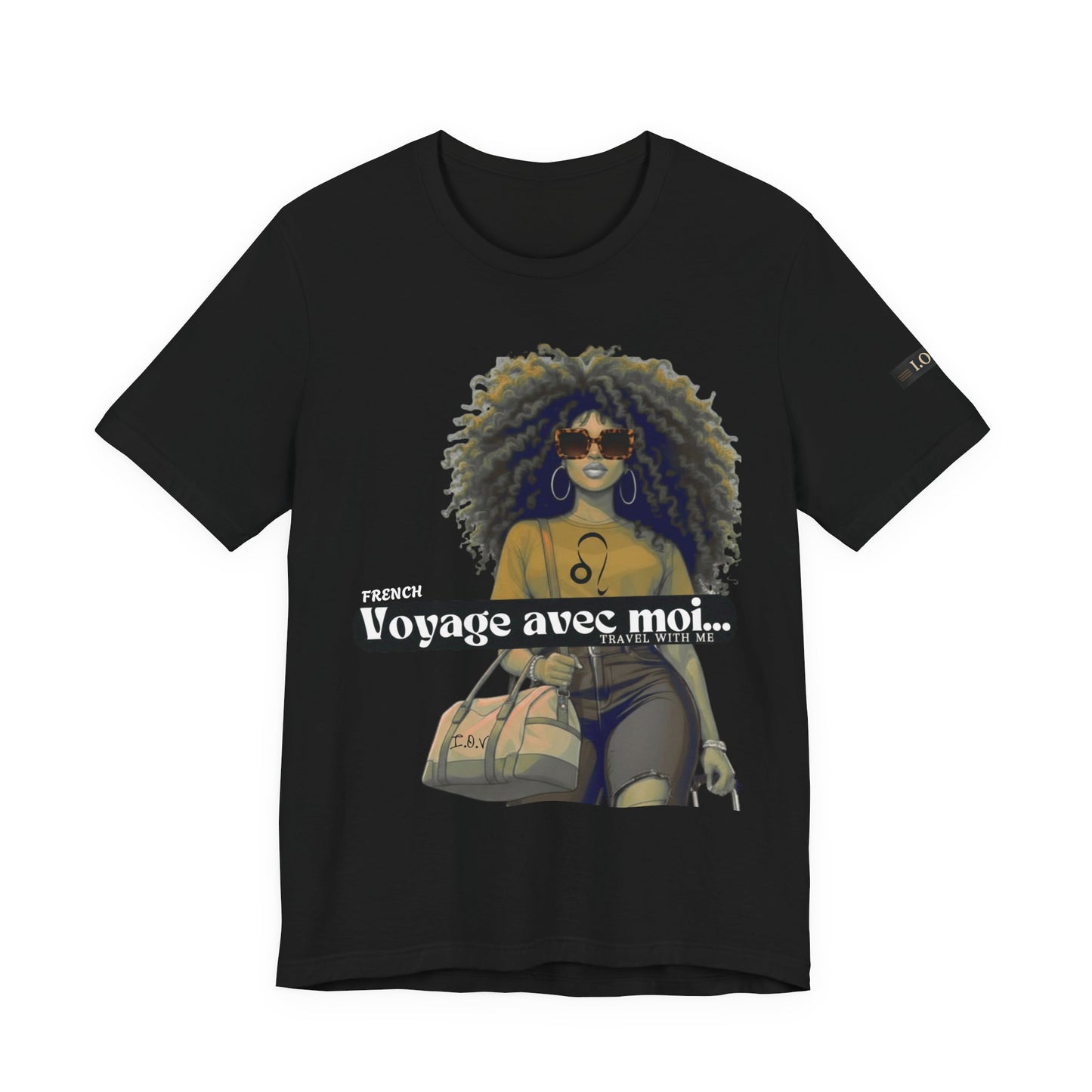 I.O.V-(Leo) Voyage Avec Moi Afro Travel Girl Graphic Tee