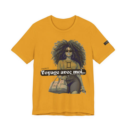 I.O.V-(Gemini) Voyage Avec Moi Afro Travel Girl Graphic Tee