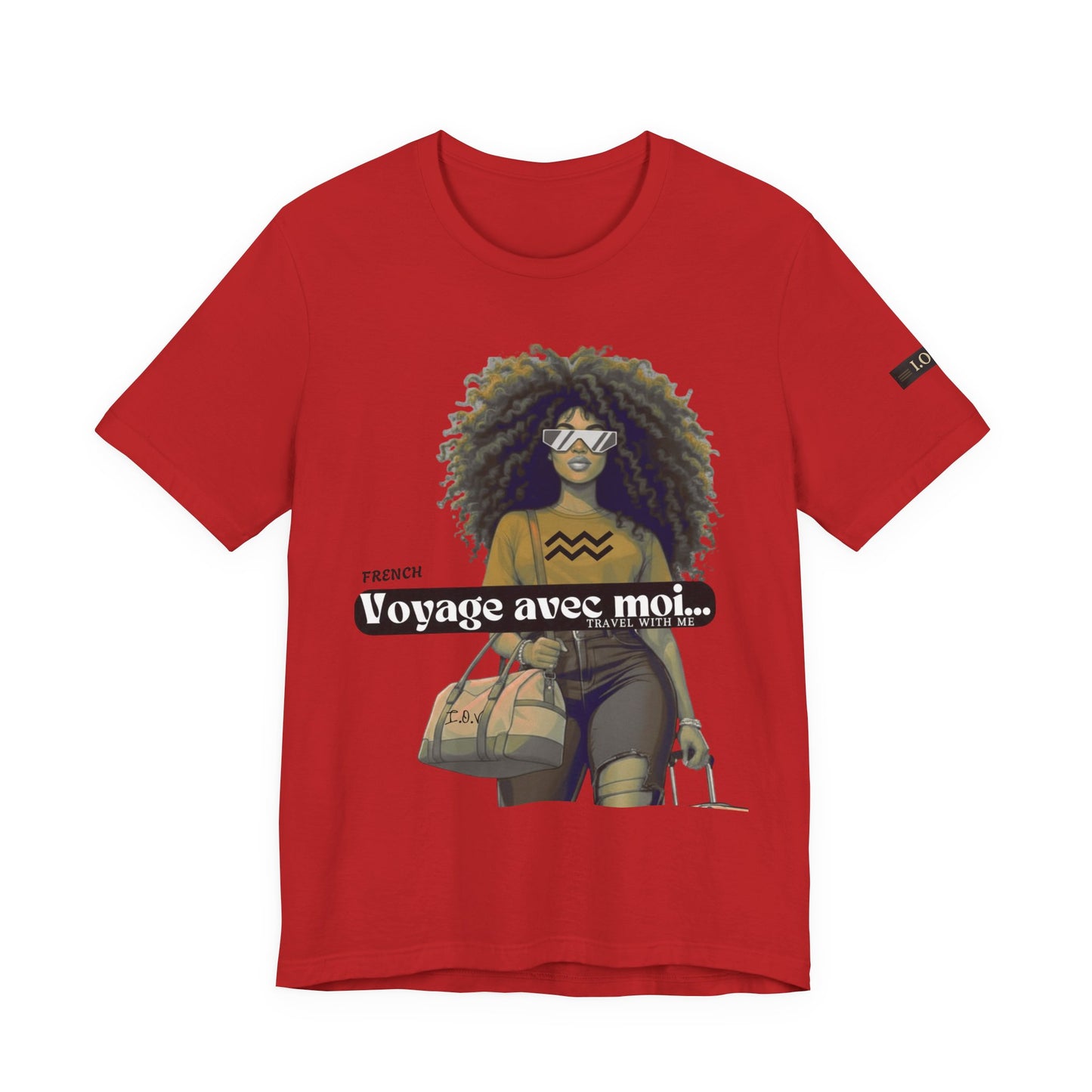 I.O.V-(Aquarius) Voyage Avec Moi Afro Travel Girl Graphic Tee