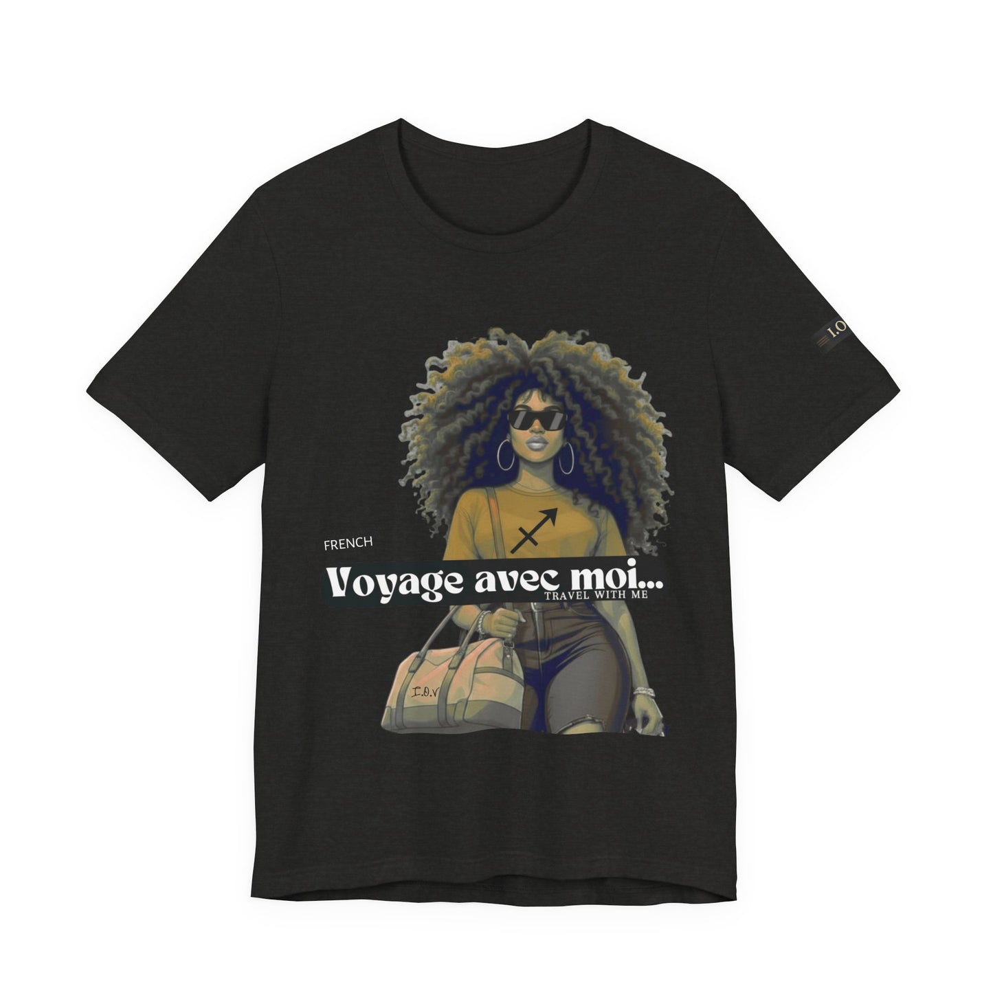 I.O.V-(Sagittarius) Voyage Avec Moi Afro Travel Girl Graphic Tee