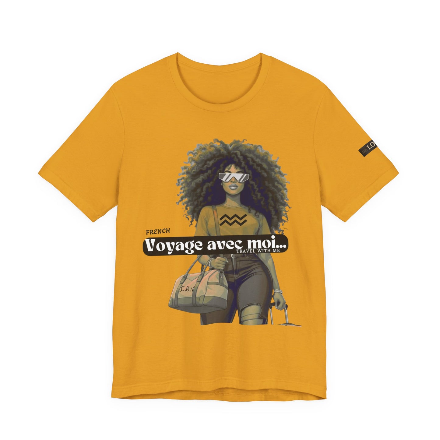 I.O.V-(Aquarius) Voyage Avec Moi Afro Travel Girl Graphic Tee