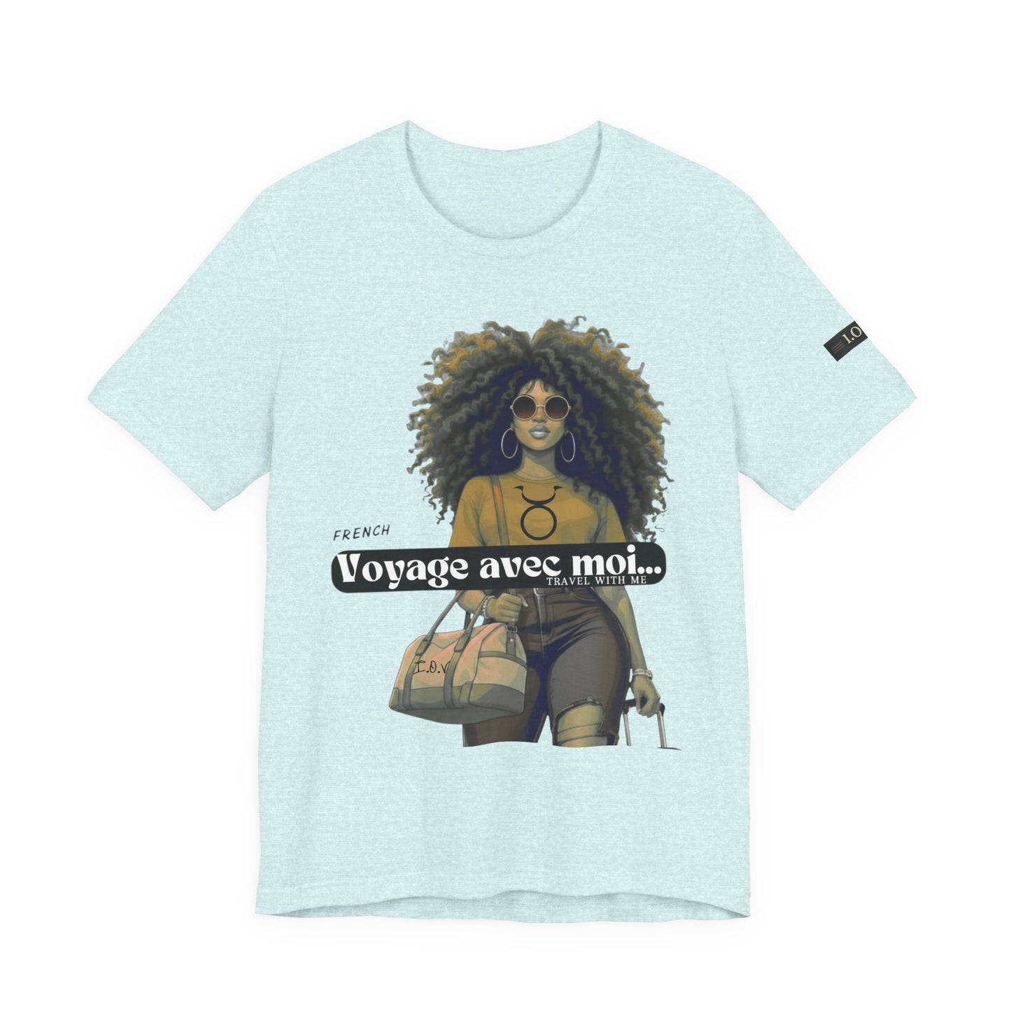 I.O.V-(Taurus) Voyage Avec Moi Afro Travel Girl Graphic Tee