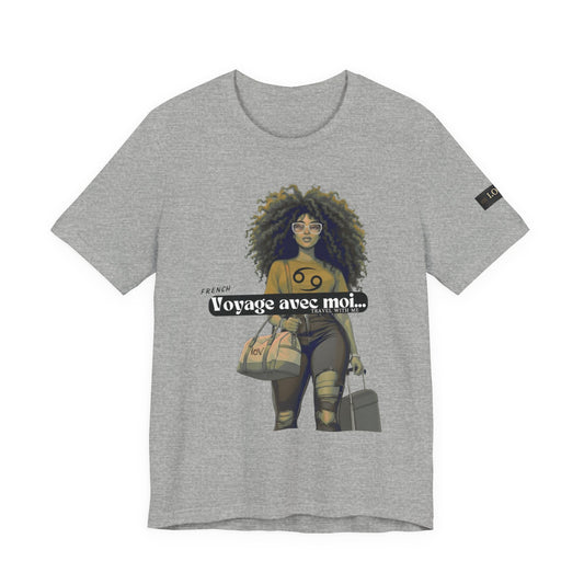 I.O.V-(Cancer) Voyage Avec Moi Afro Travel Girl Graphic Tee