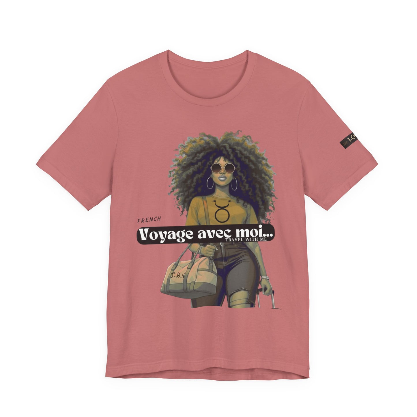 I.O.V-(Taurus) Voyage Avec Moi Afro Travel Girl Graphic Tee