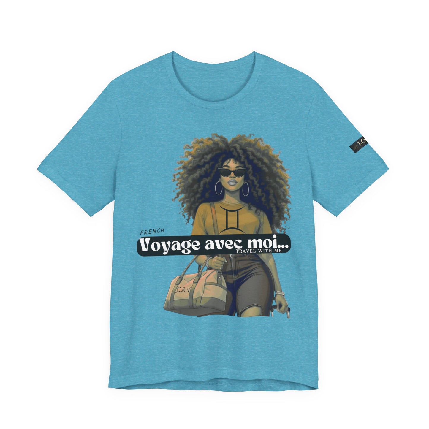 I.O.V-(Gemini) Voyage Avec Moi Afro Travel Girl Graphic Tee