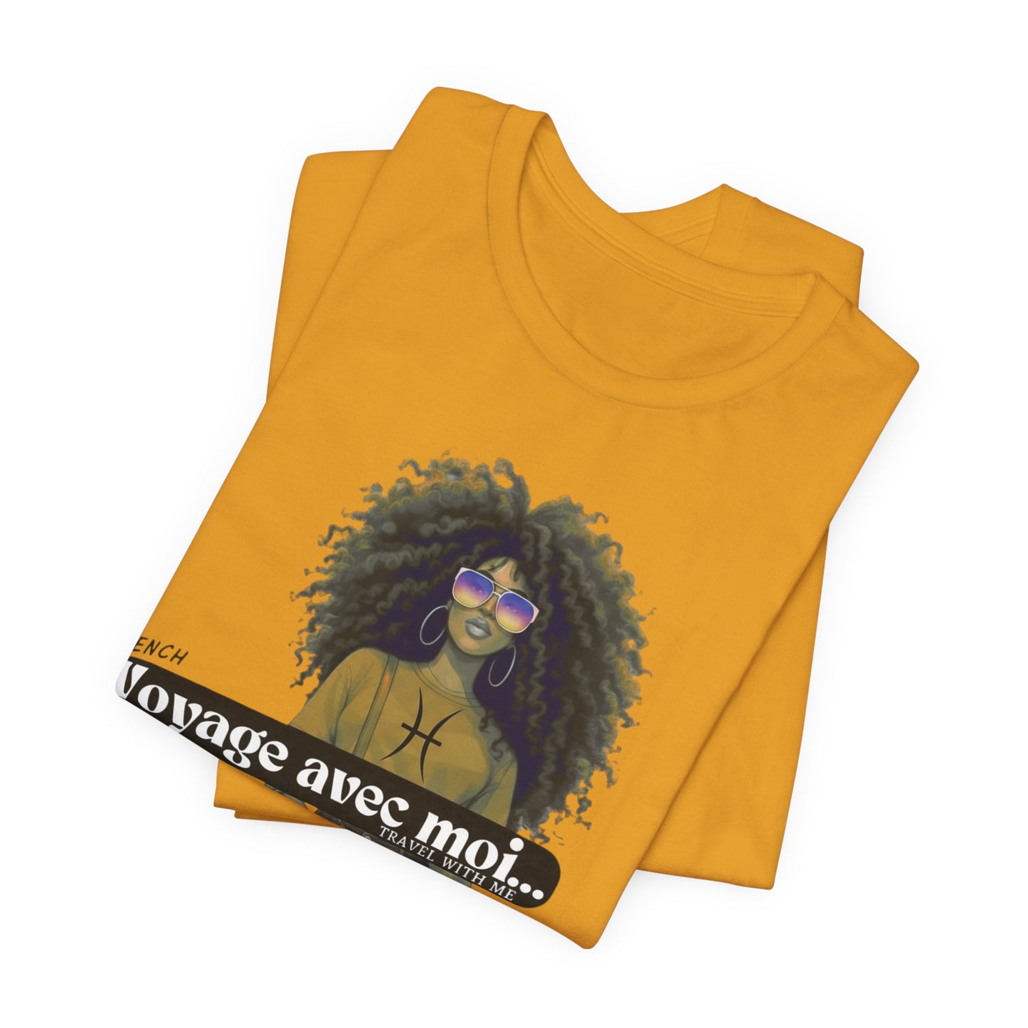 I.O.V-(Pisces) Voyage Avec Moi Afro Travel Girl Graphic Tee