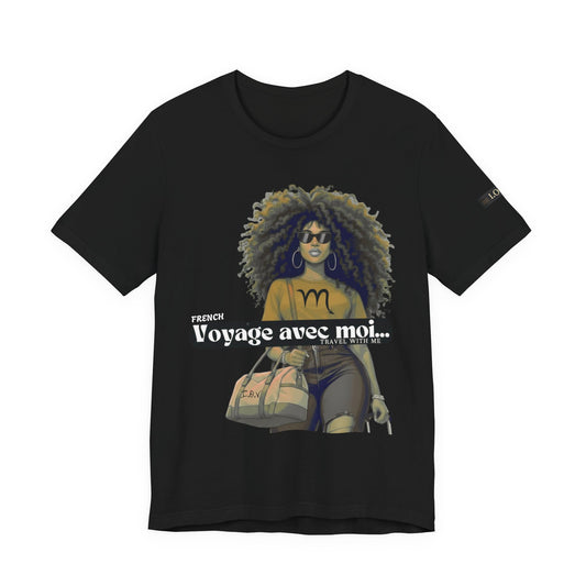 I.O.V-(Scorpio) Voyage Avec Moi Afro Travel Girl Graphic Tee