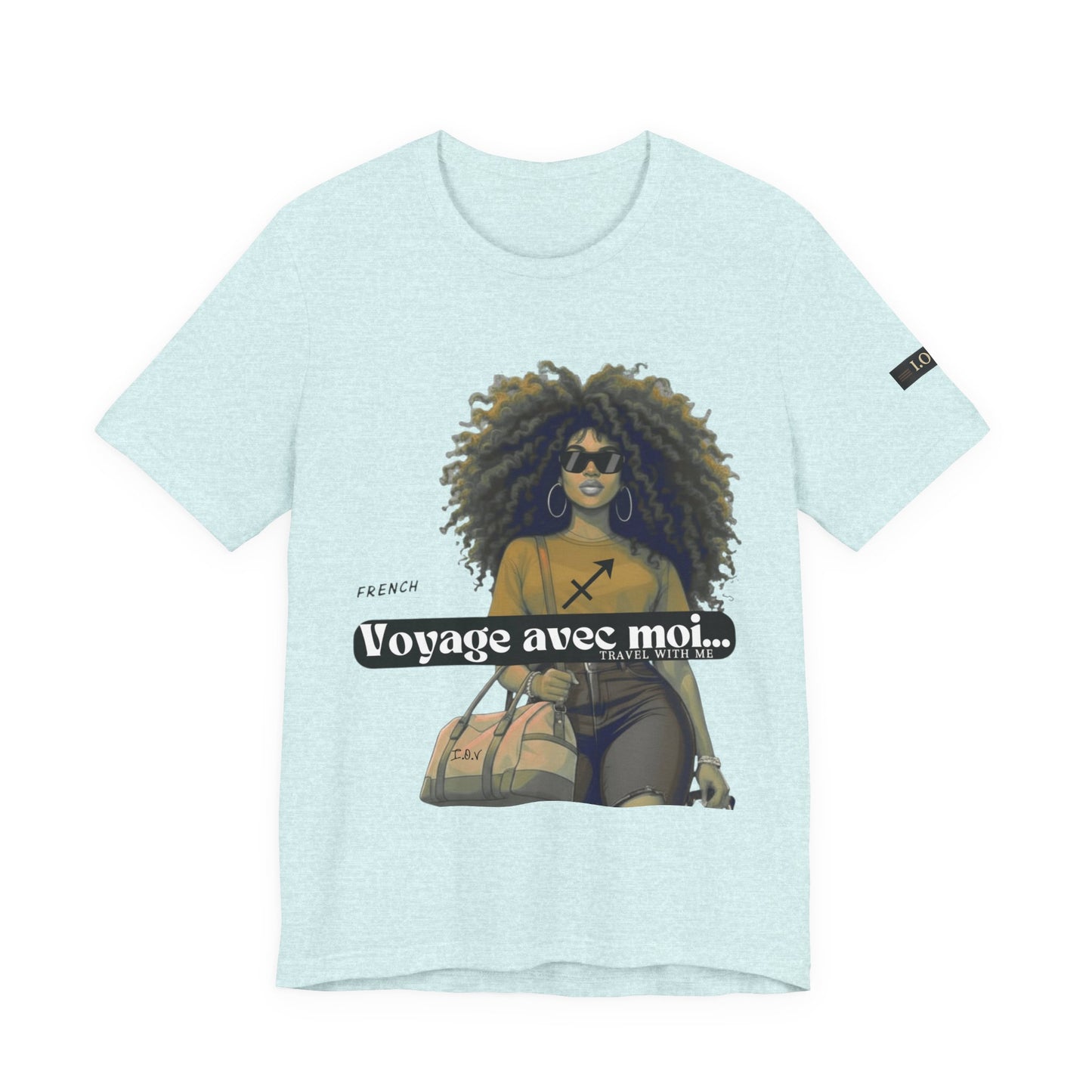 I.O.V-(Sagittarius) Voyage Avec Moi Afro Travel Girl Graphic Tee