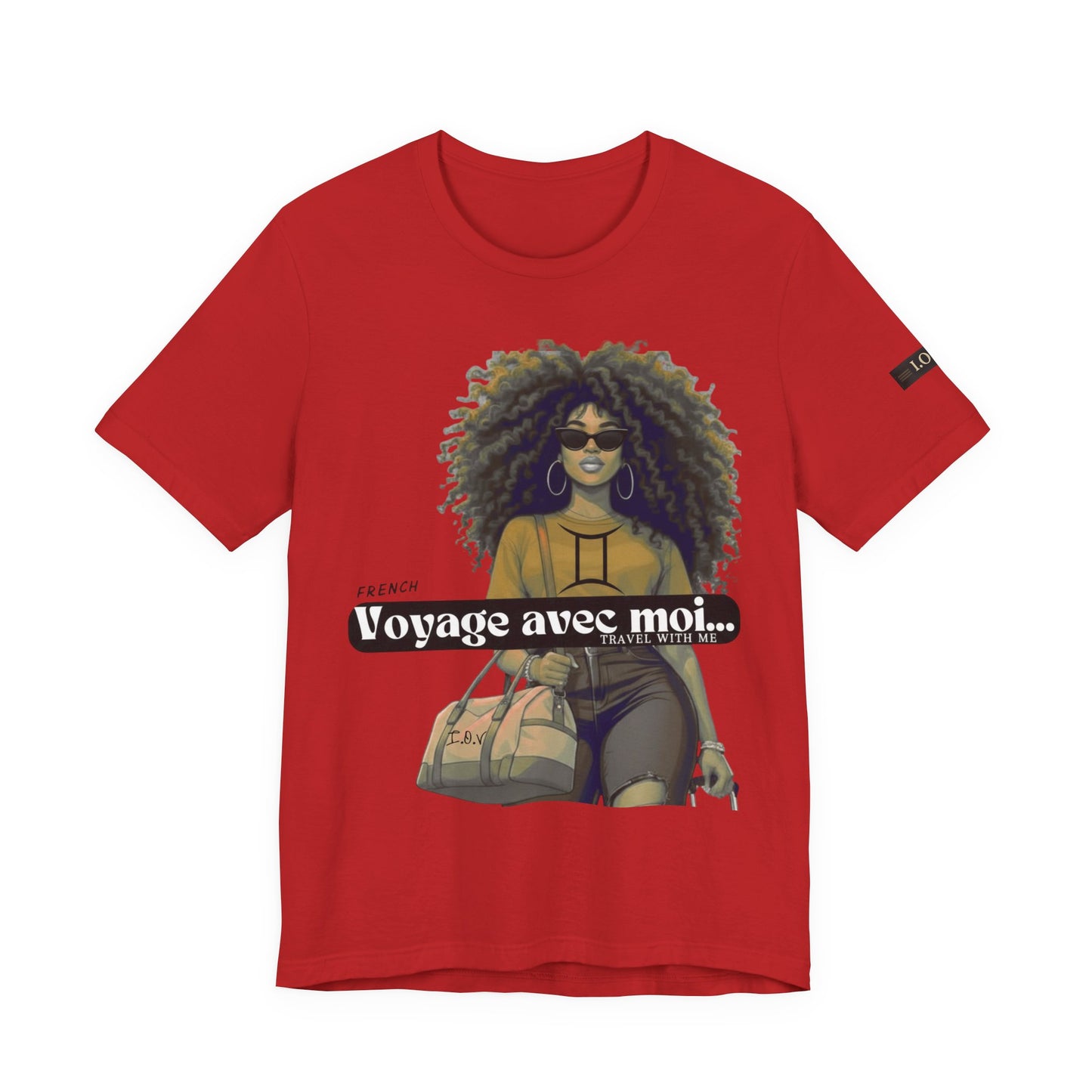 I.O.V-(Gemini) Voyage Avec Moi Afro Travel Girl Graphic Tee