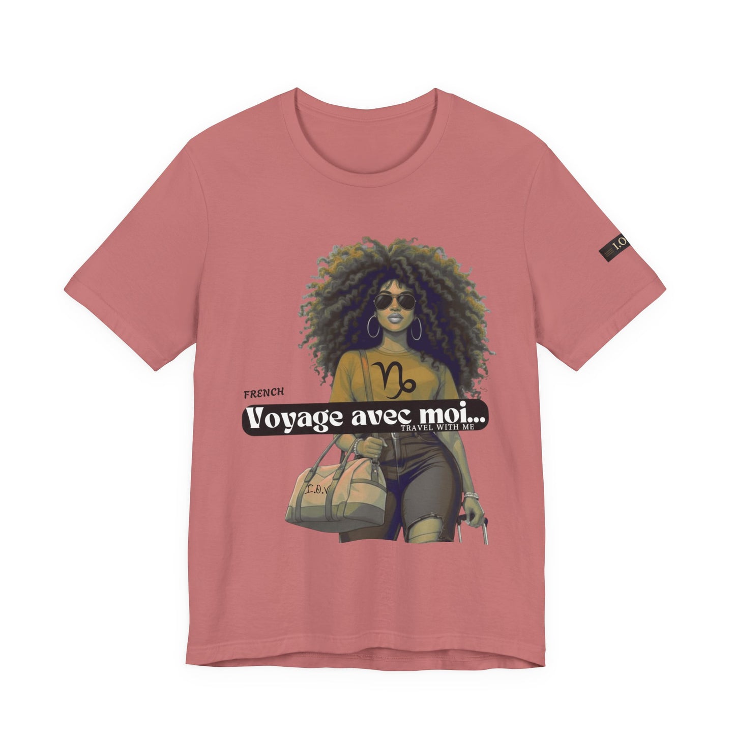 I.O.V-(Capricorn) Voyage Avec Moi Afro Travel Girl Graphic Tee