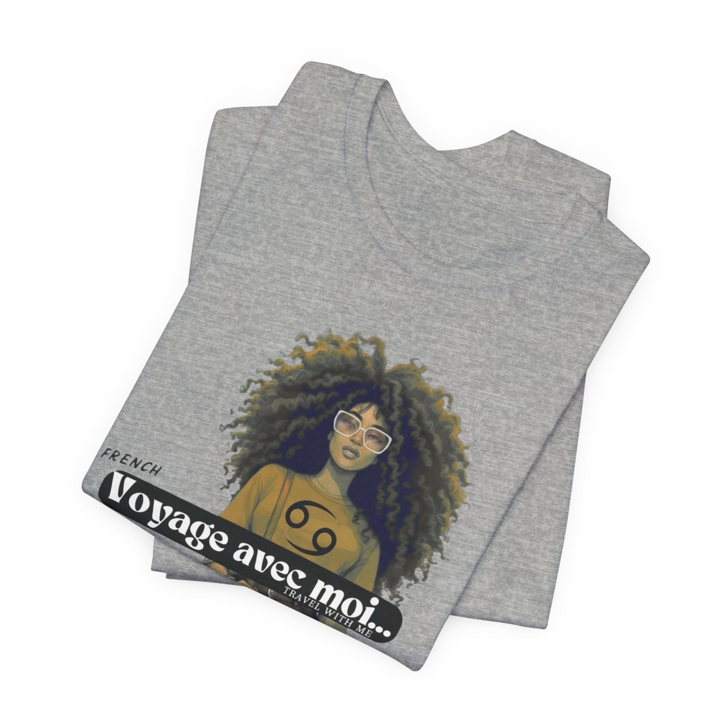 I.O.V-(Cancer) Voyage Avec Moi Afro Travel Girl Graphic Tee